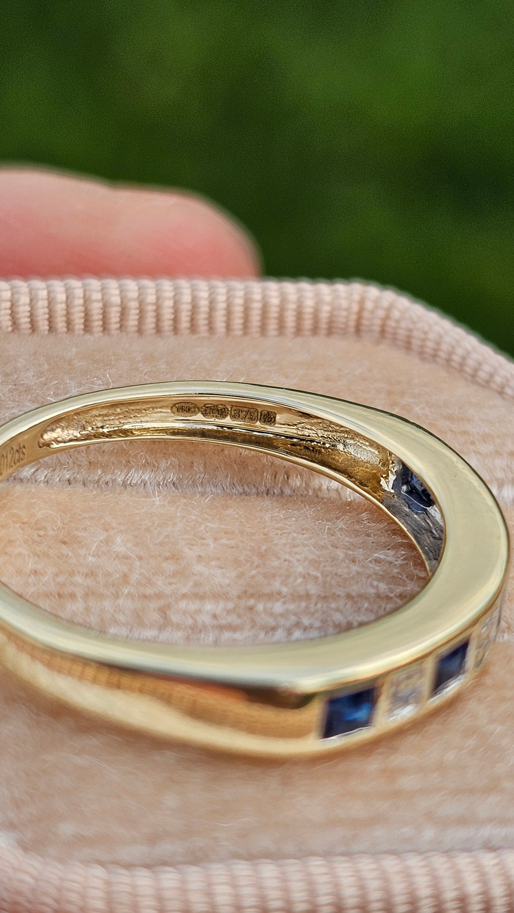 9ct Yellow Gold Sapphire & Diamond Half-Eternity Ring , N 1/2