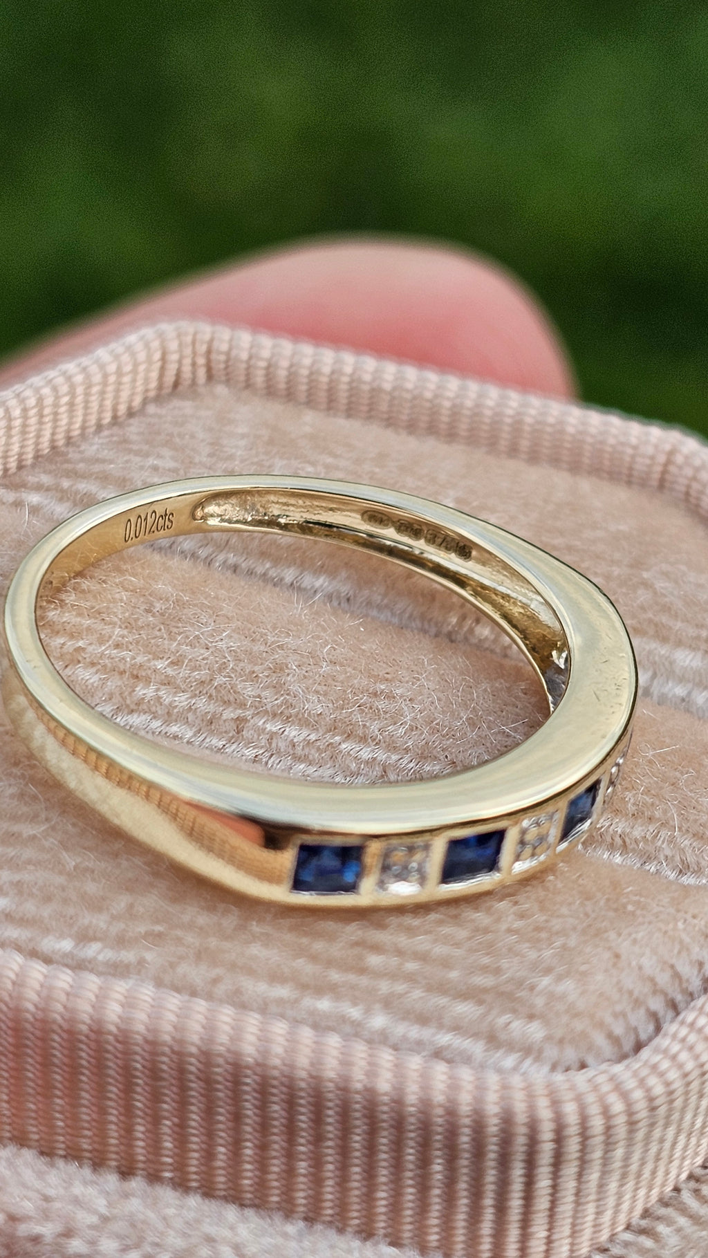 9ct Yellow Gold Sapphire & Diamond Half-Eternity Ring , N 1/2