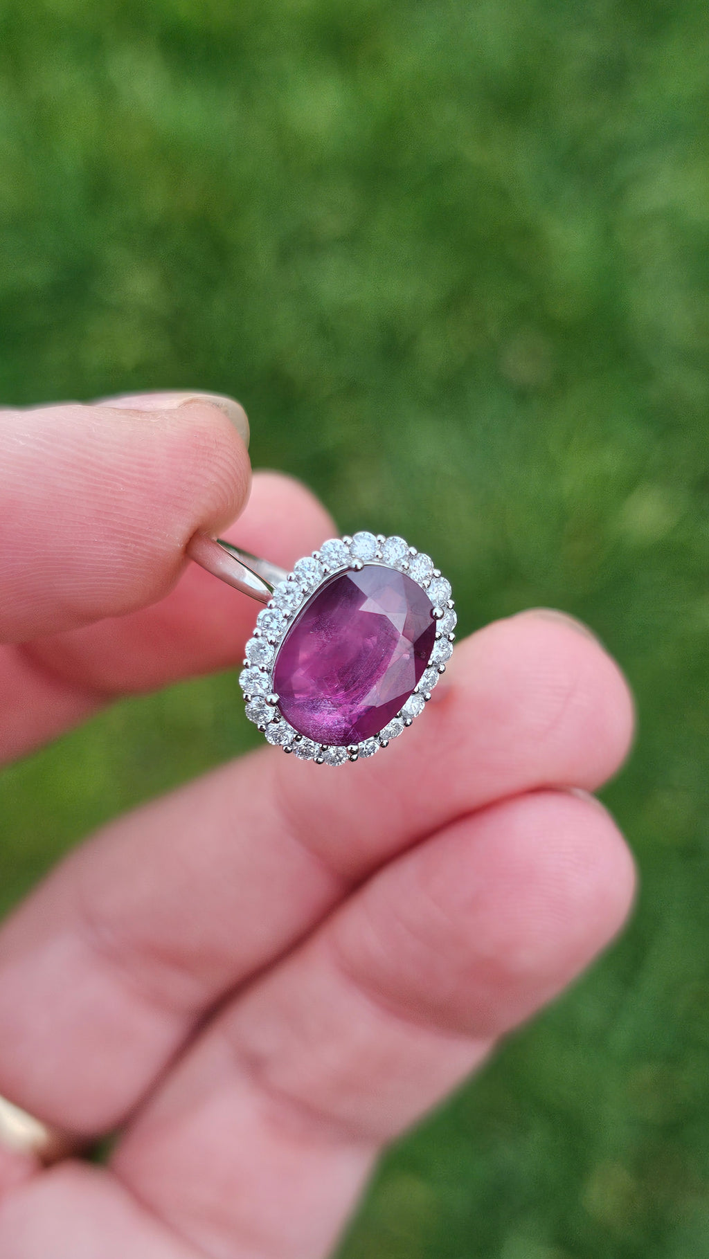 900 Platinum Natural Purple Sapphire and Diamond set Ring , size N , NEW