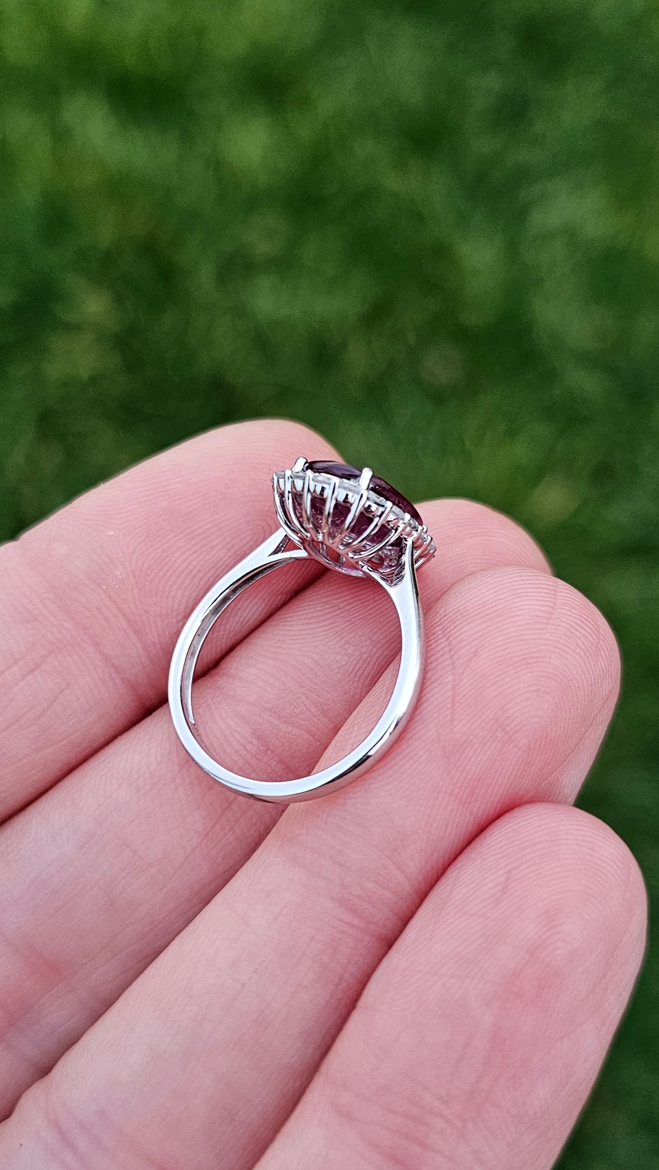 900 Platinum Natural Purple Sapphire and Diamond set Ring , size N , NEW