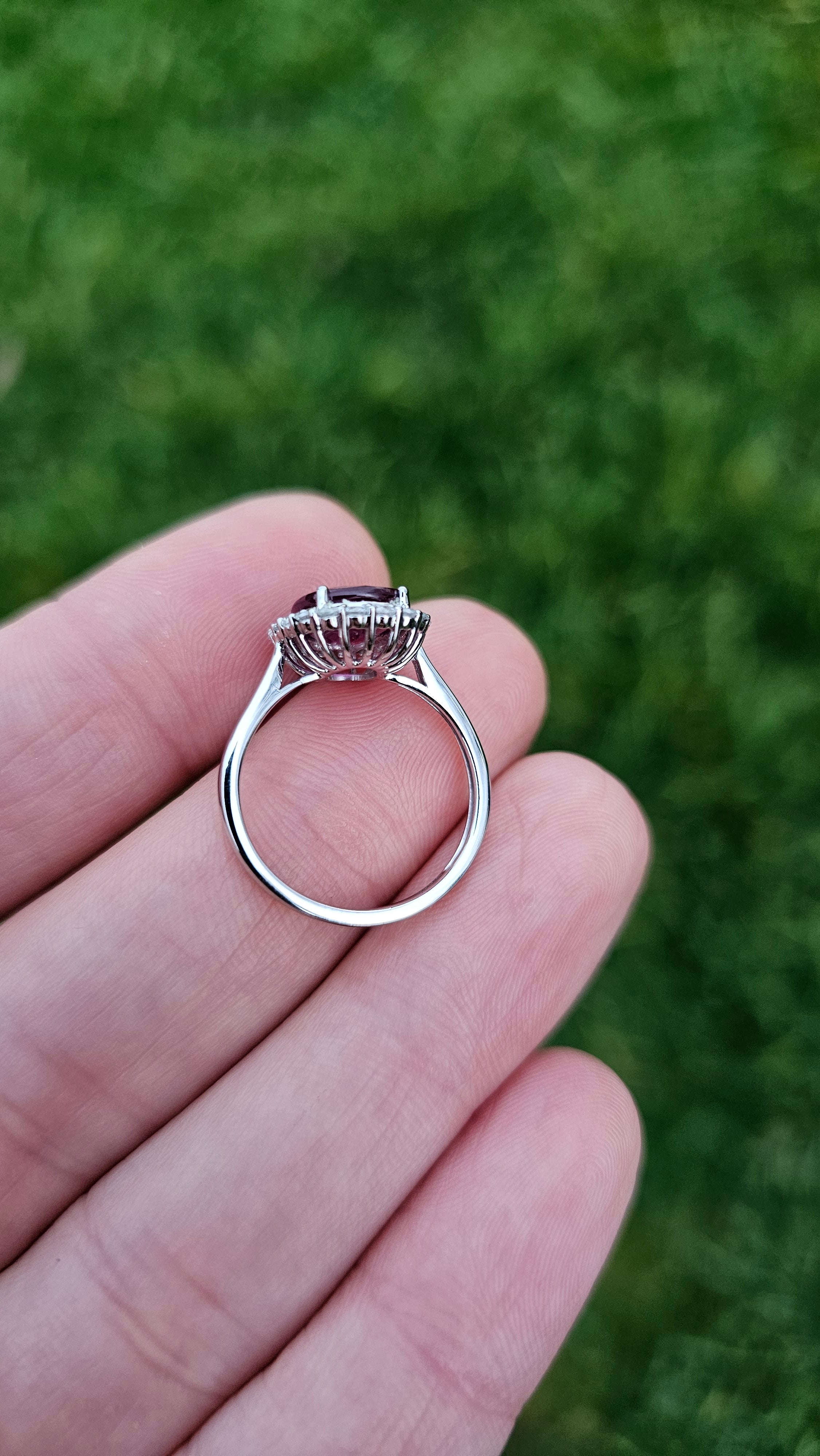 900 Platinum Natural Purple Sapphire and Diamond set Ring , size N , NEW