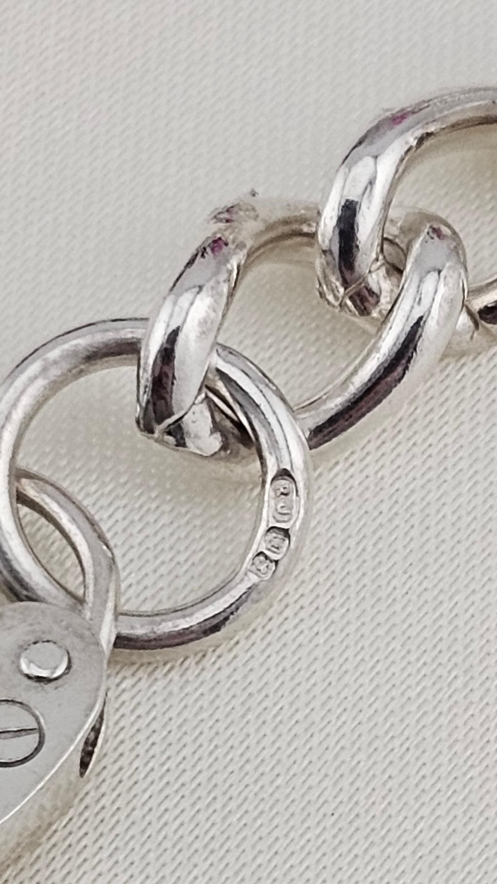 Vintage 925 Sterling Silver Heart Padlock Curb Bracelet, 17cm