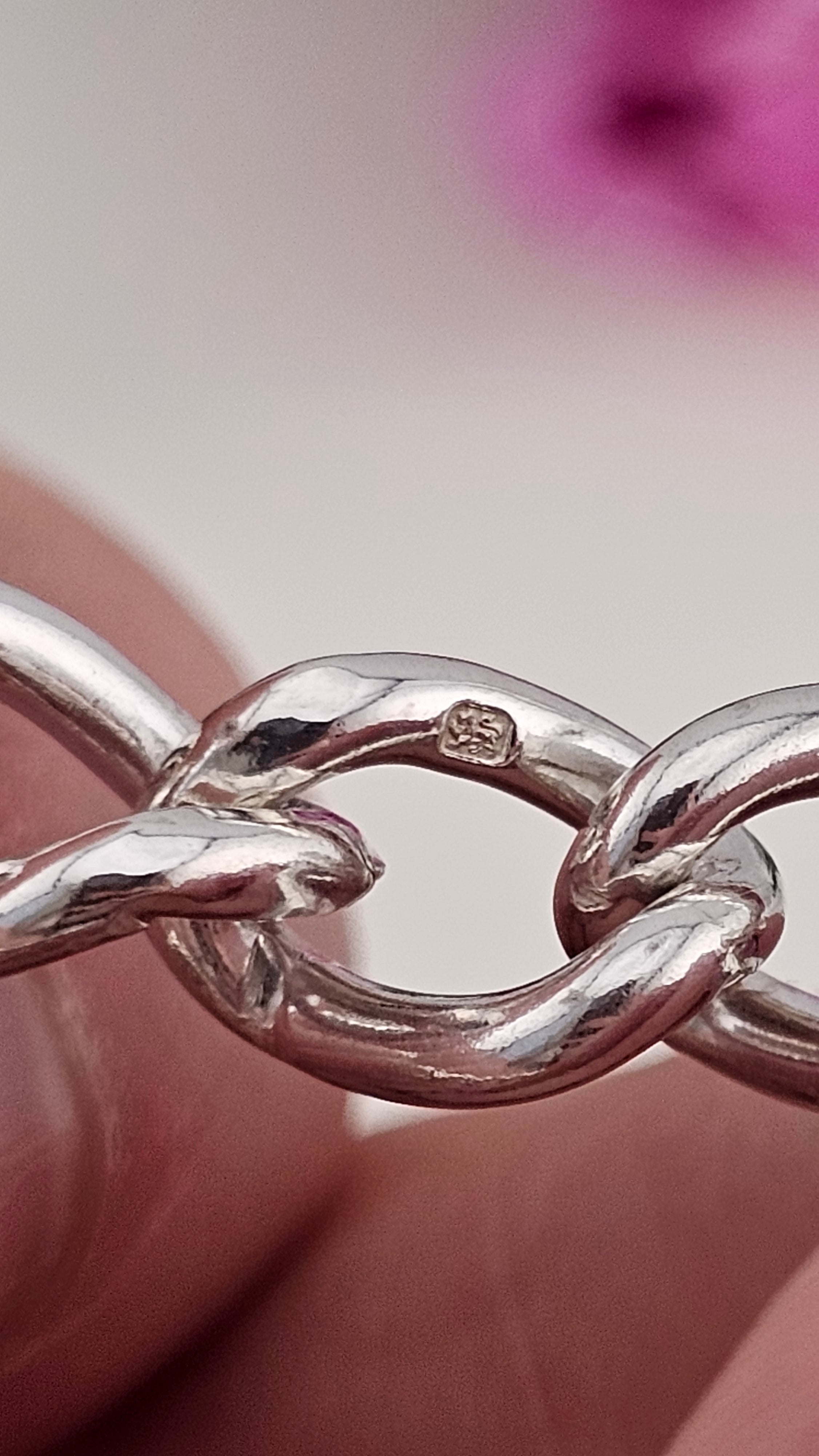 Vintage 925 Sterling Silver Heart Padlock Curb Bracelet, 17cm