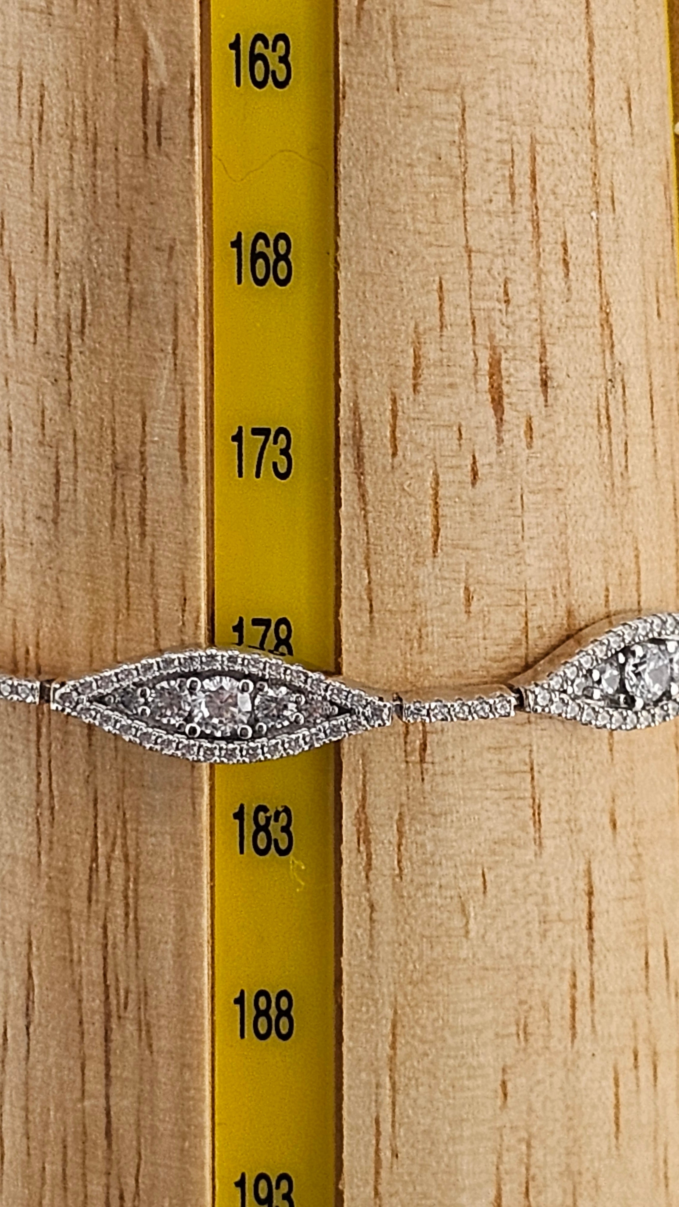 925 Sterling Silver Sparkle Link Bracelet set with CZ , 18 cm