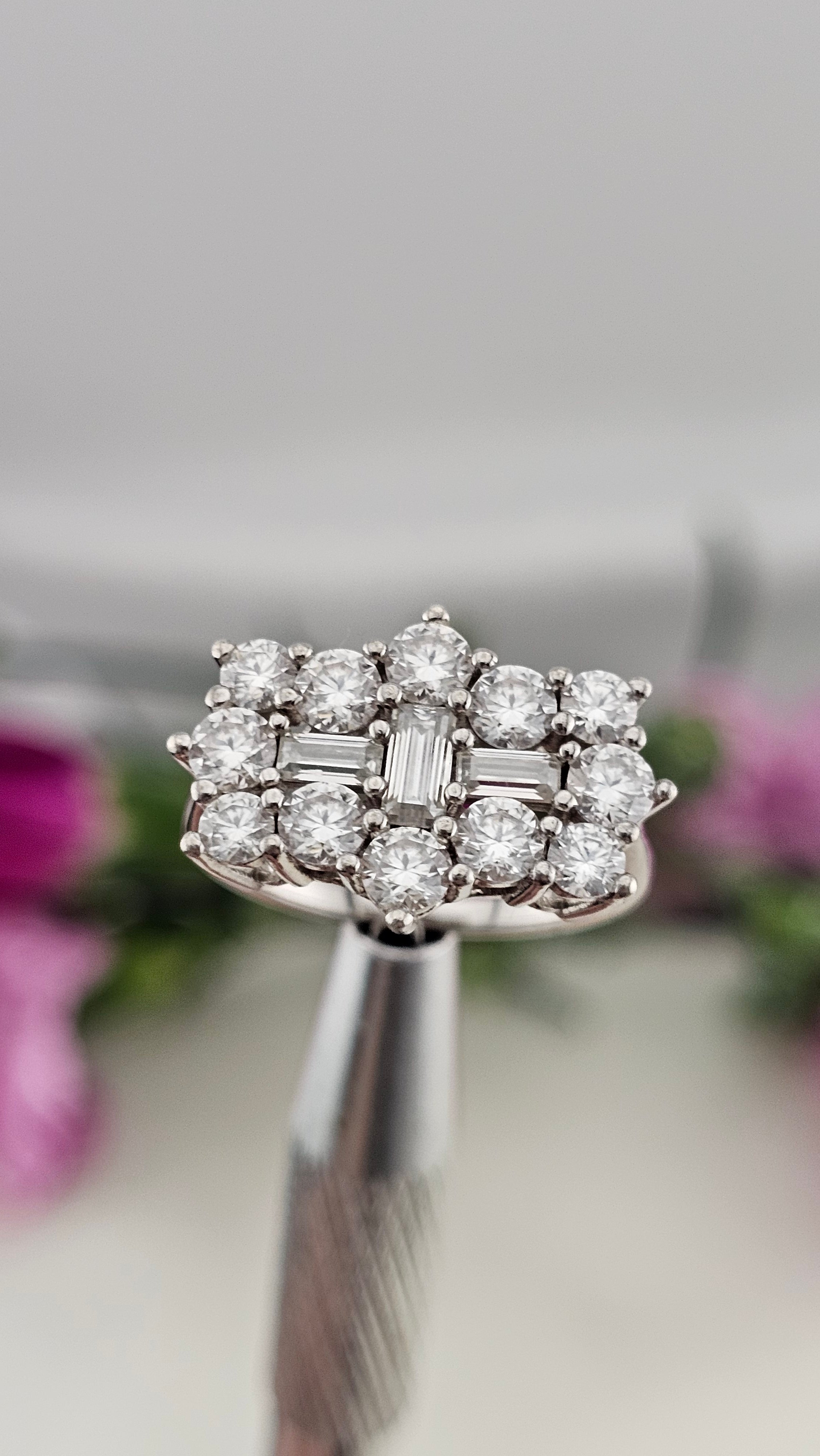 Moissanite Boat Ring in Rhodium Overlay 925 Sterling Silver 2.55 Ct, size L 1/2