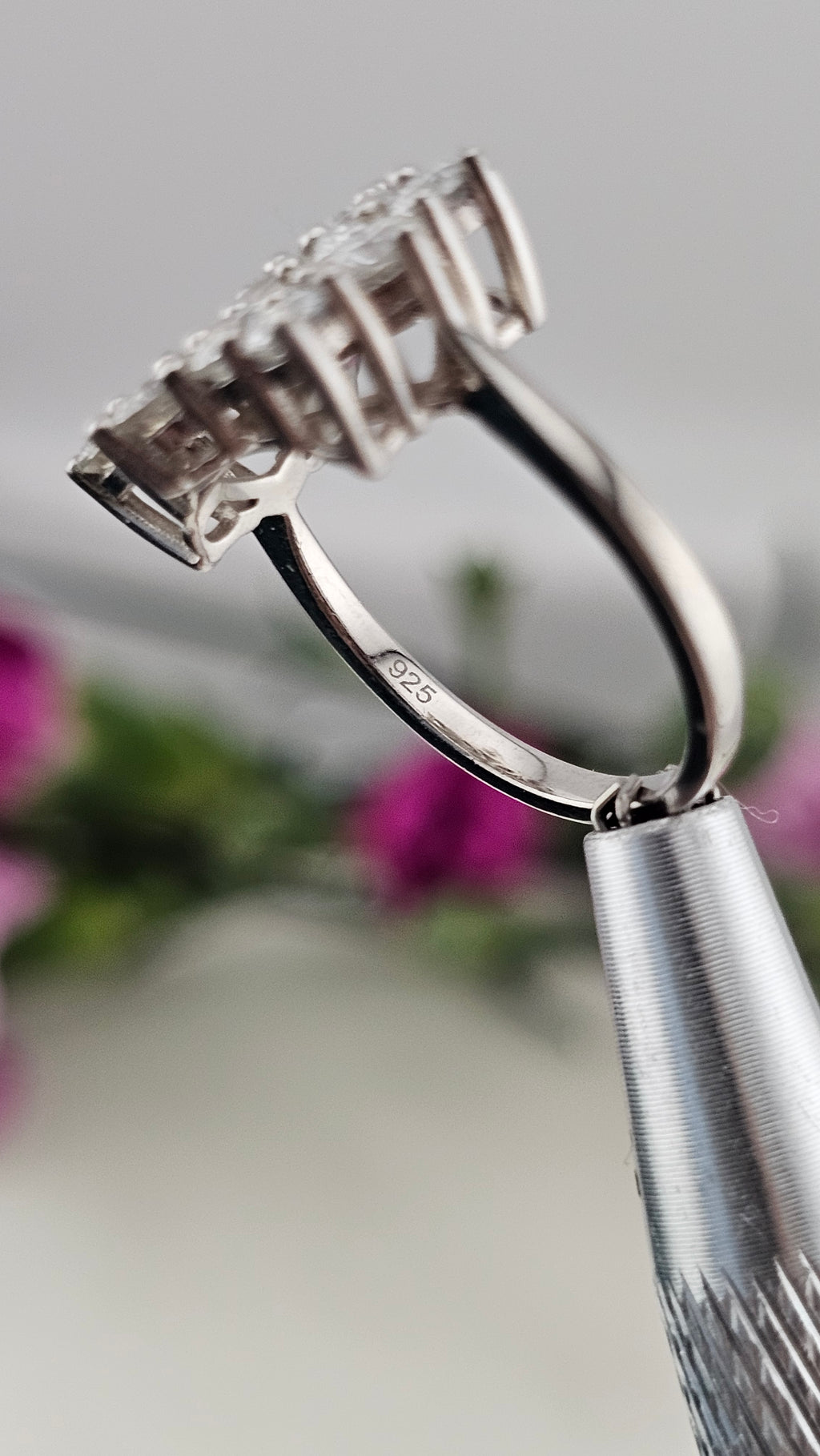 Moissanite Boat Ring in Rhodium Overlay 925 Sterling Silver 2.55 Ct, size L 1/2