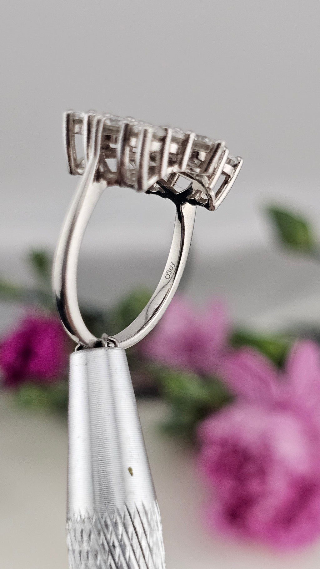 Moissanite Boat Ring in Rhodium Overlay 925 Sterling Silver 2.55 Ct, size L 1/2