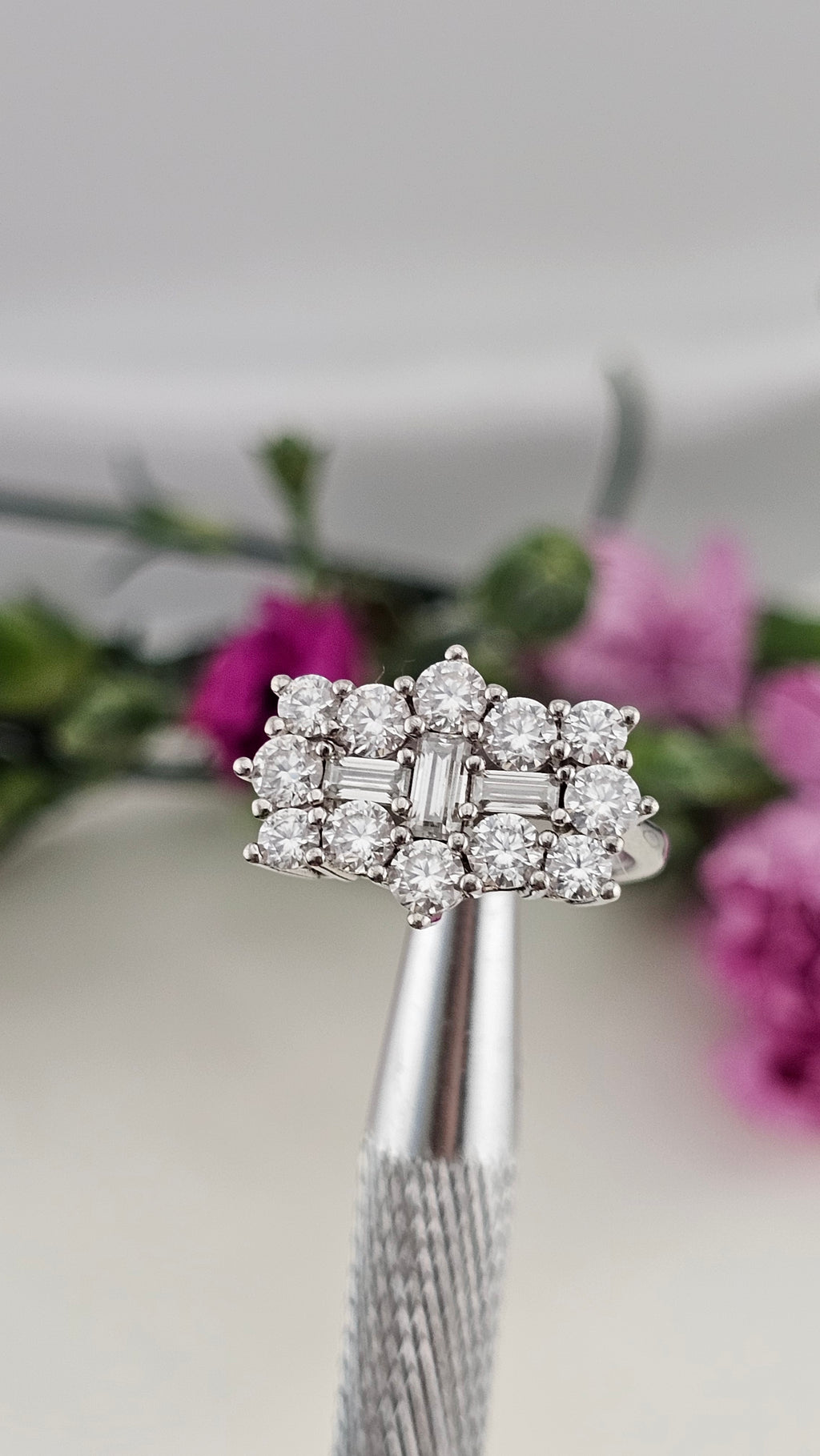 Moissanite Boat Ring in Rhodium Overlay 925 Sterling Silver 2.55 Ct, size L 1/2