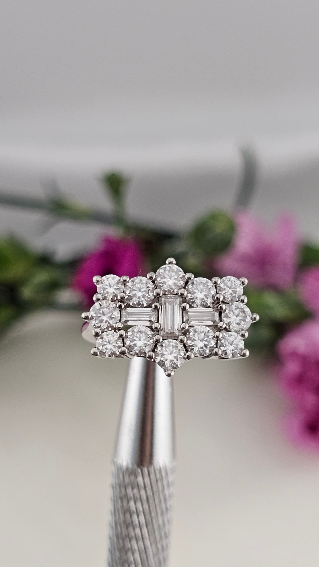 Moissanite Boat Ring in Rhodium Overlay 925 Sterling Silver 2.55 Ct, size L 1/2