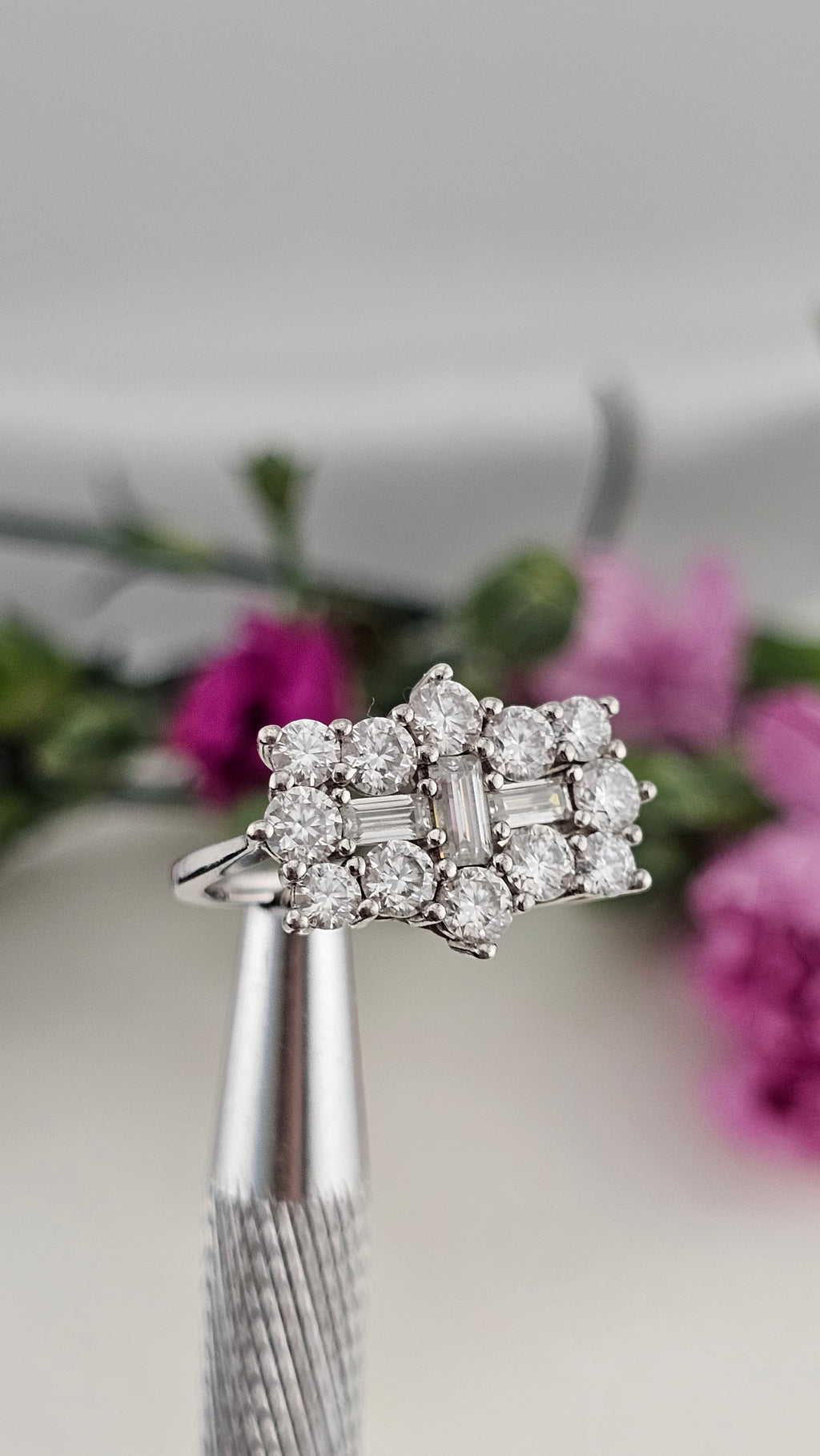 Moissanite Boat Ring in Rhodium Overlay 925 Sterling Silver 2.55 Ct, size L 1/2