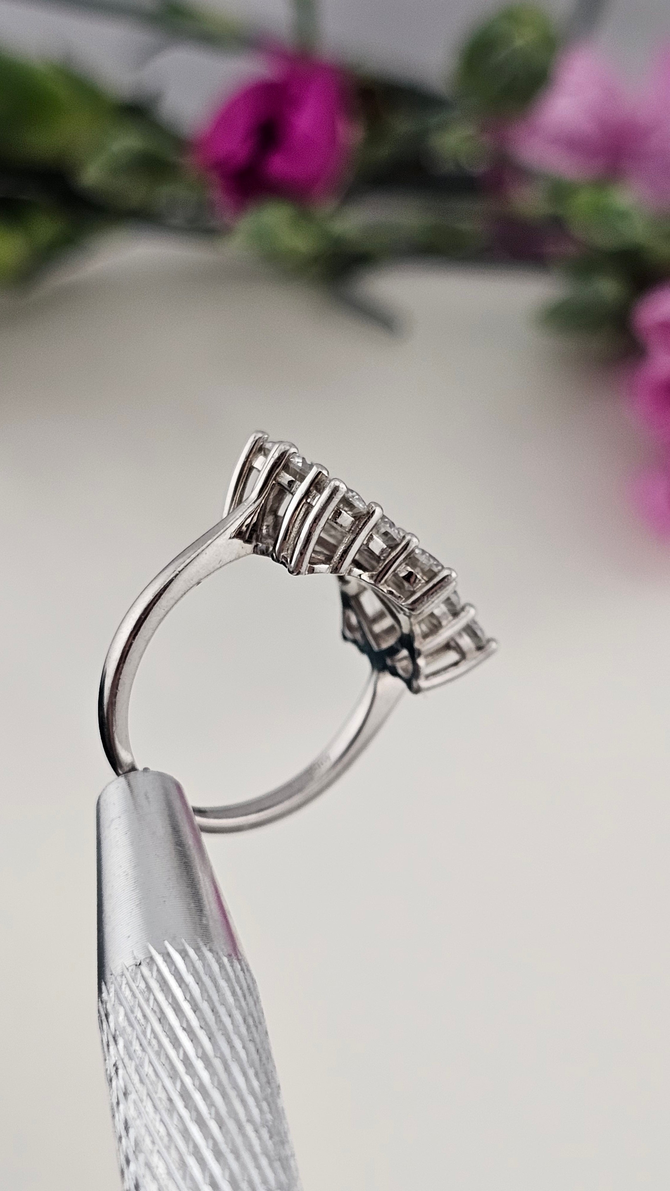 Moissanite Boat Ring in Rhodium Overlay 925 Sterling Silver 2.55 Ct, size L 1/2