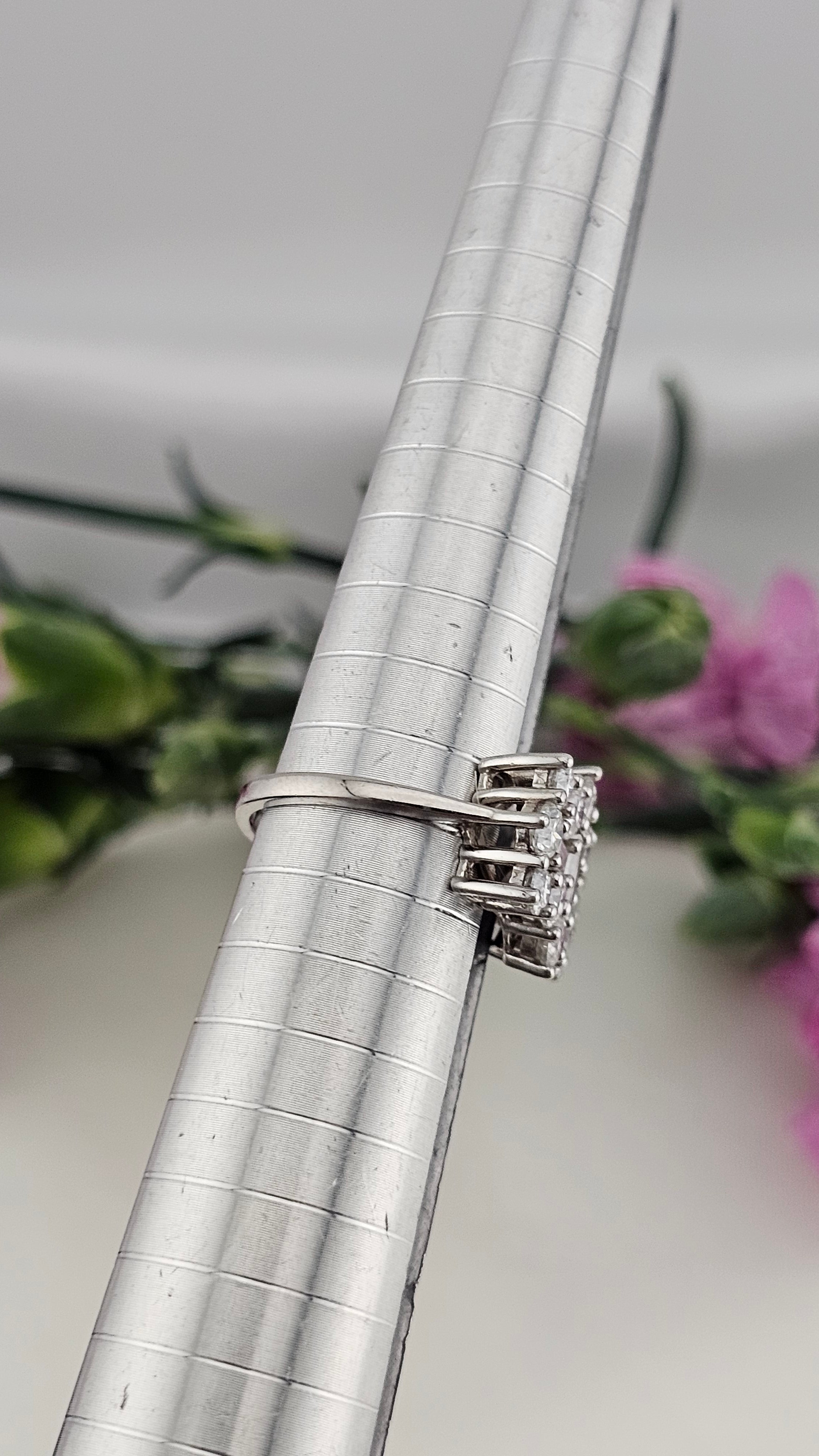 Moissanite Boat Ring in Rhodium Overlay 925 Sterling Silver 2.55 Ct, size L 1/2