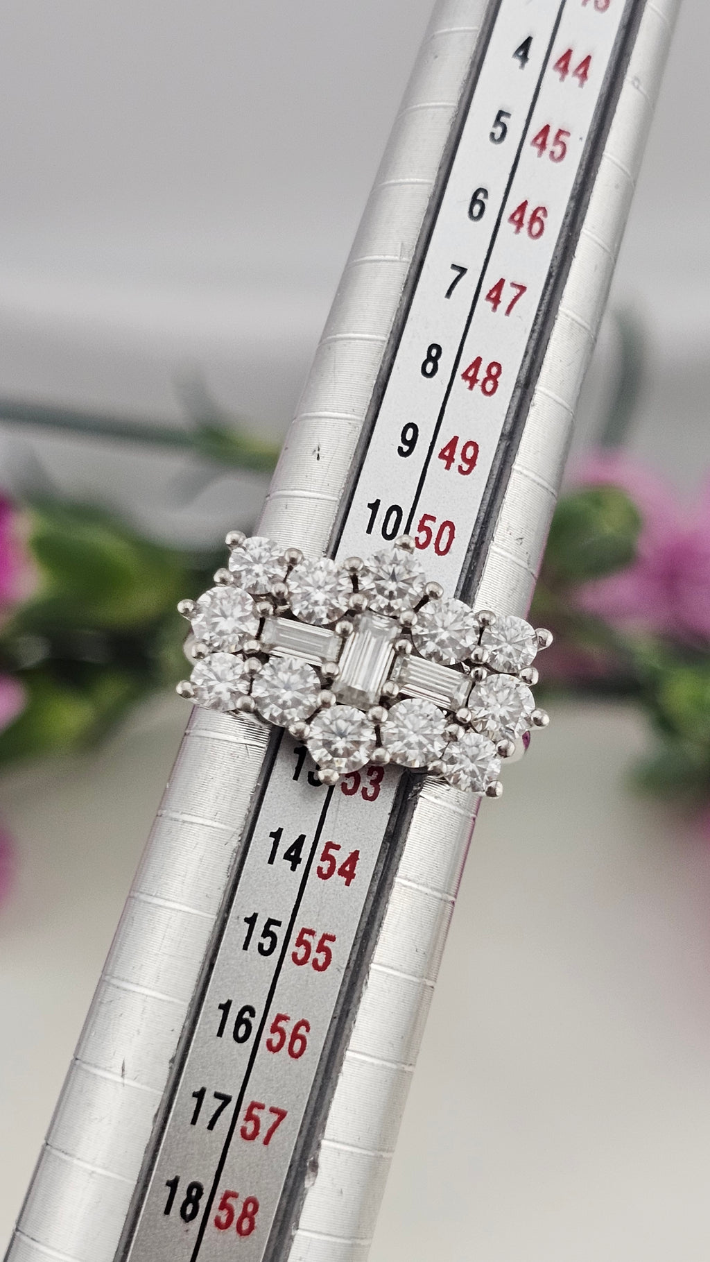 Moissanite Boat Ring in Rhodium Overlay 925 Sterling Silver 2.55 Ct, size L 1/2
