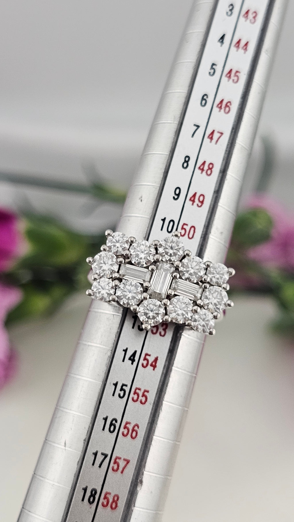Moissanite Boat Ring in Rhodium Overlay 925 Sterling Silver 2.55 Ct, size L 1/2