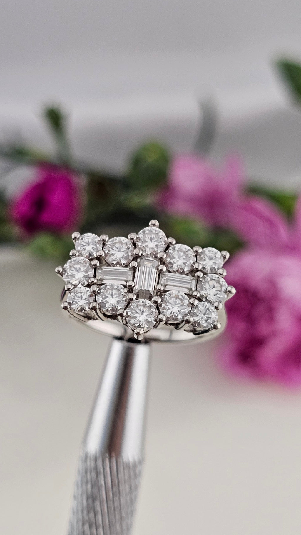 Moissanite Boat Ring in Rhodium Overlay 925 Sterling Silver 2.55 Ct, size L 1/2