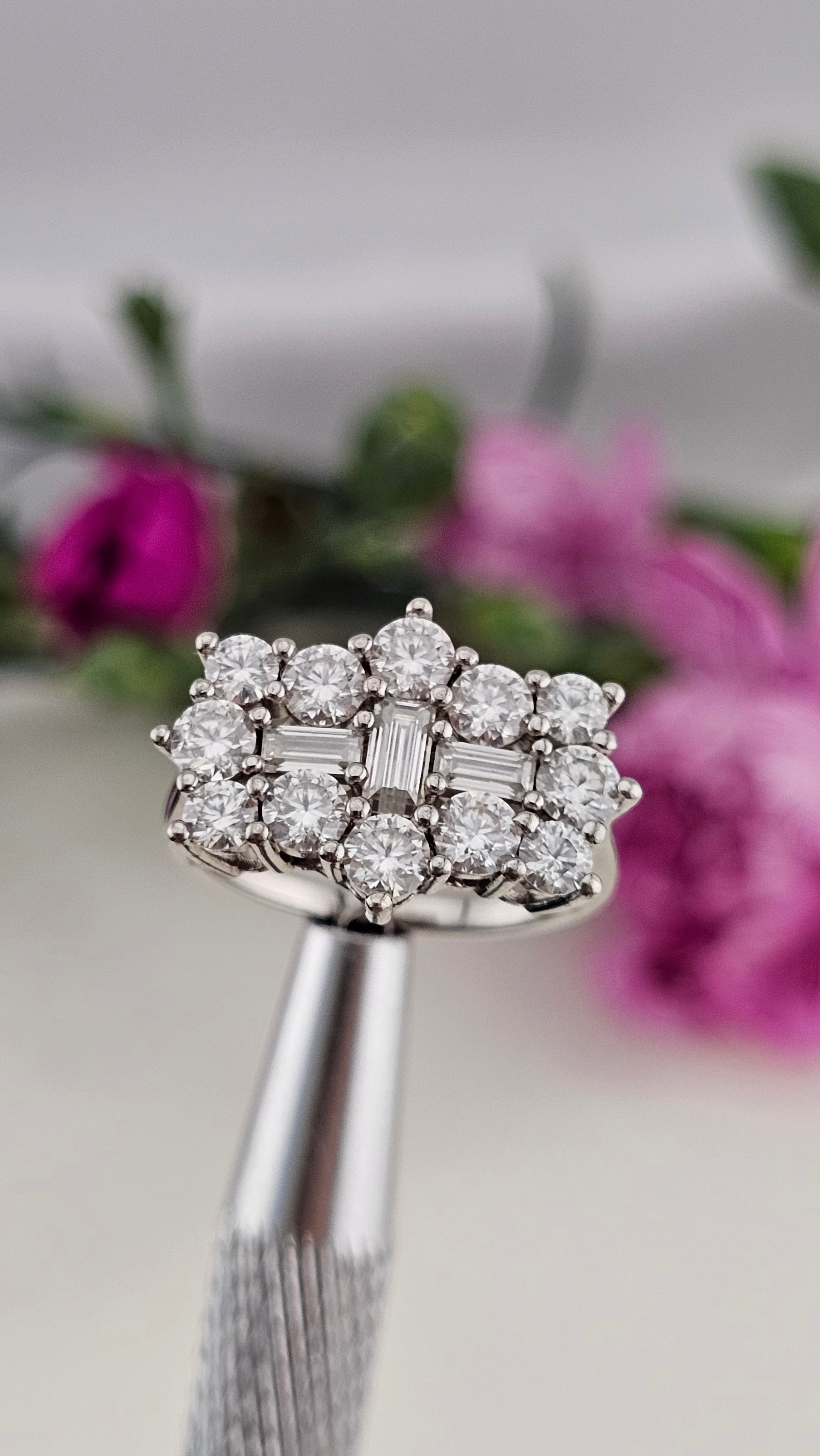 Moissanite Boat Ring in Rhodium Overlay 925 Sterling Silver 2.55 Ct, size L 1/2