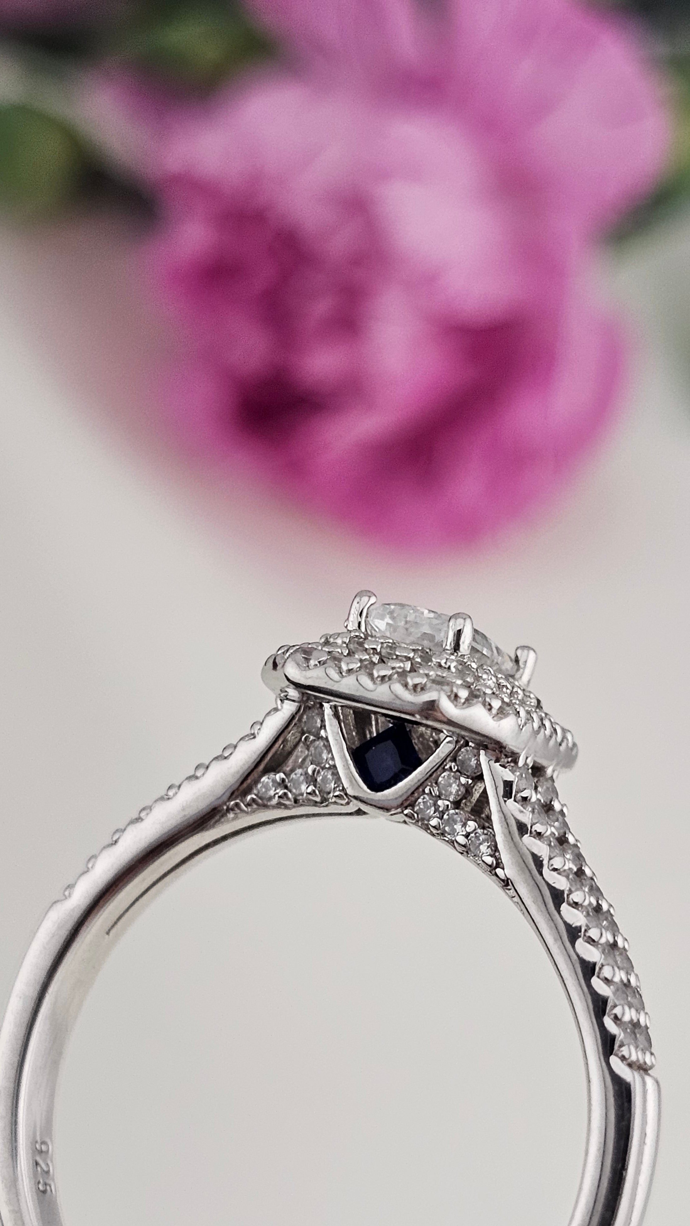 925 Sterling Silver Emerald Cut Cubic Zirconia Ring , size U 1/2