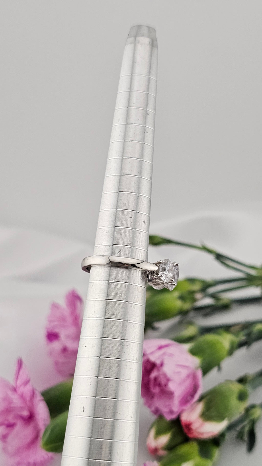 925 Sterling Silver Three Stone Cubic Zirconia Ring , size L1/2