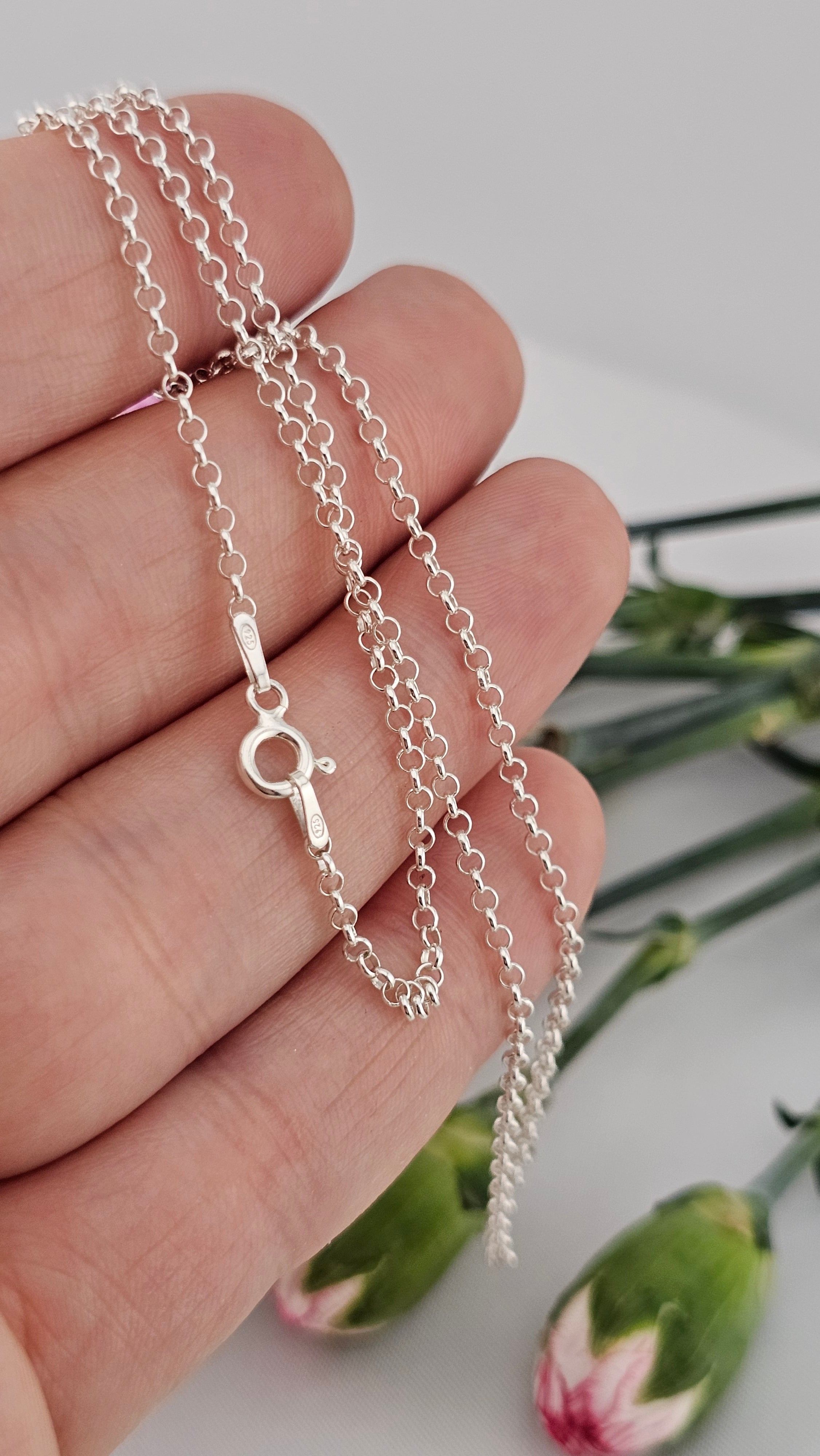 925 Sterling Silver Belcher Chain Necklace 22" ,2.04mm