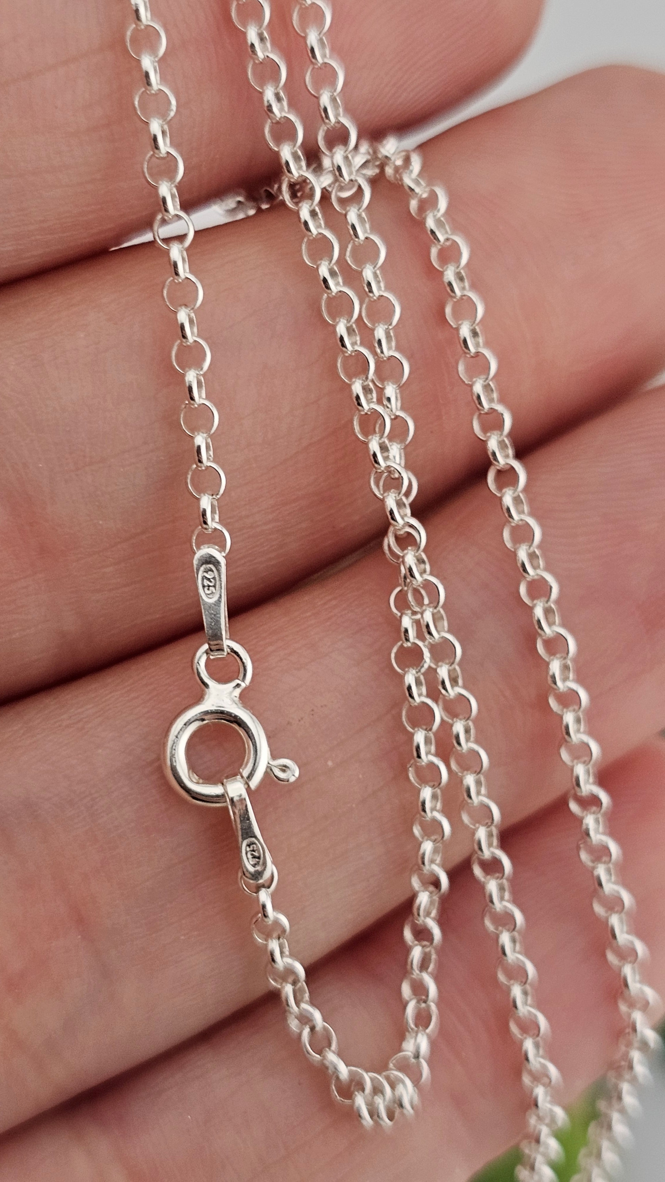 925 Sterling Silver Belcher Chain Necklace 22" ,2.04mm
