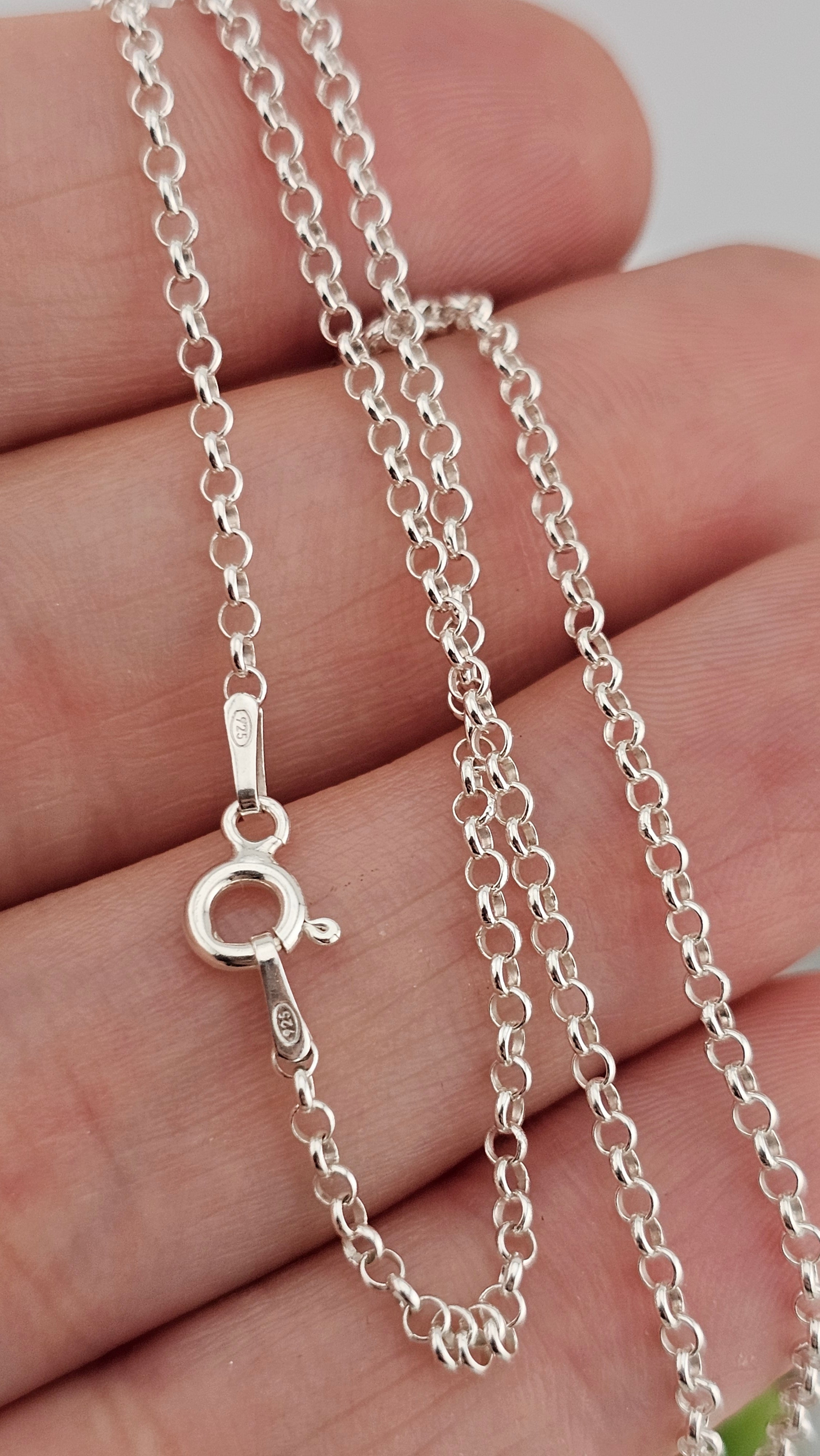 925 Sterling Silver Belcher Chain Necklace 22" ,2.04mm