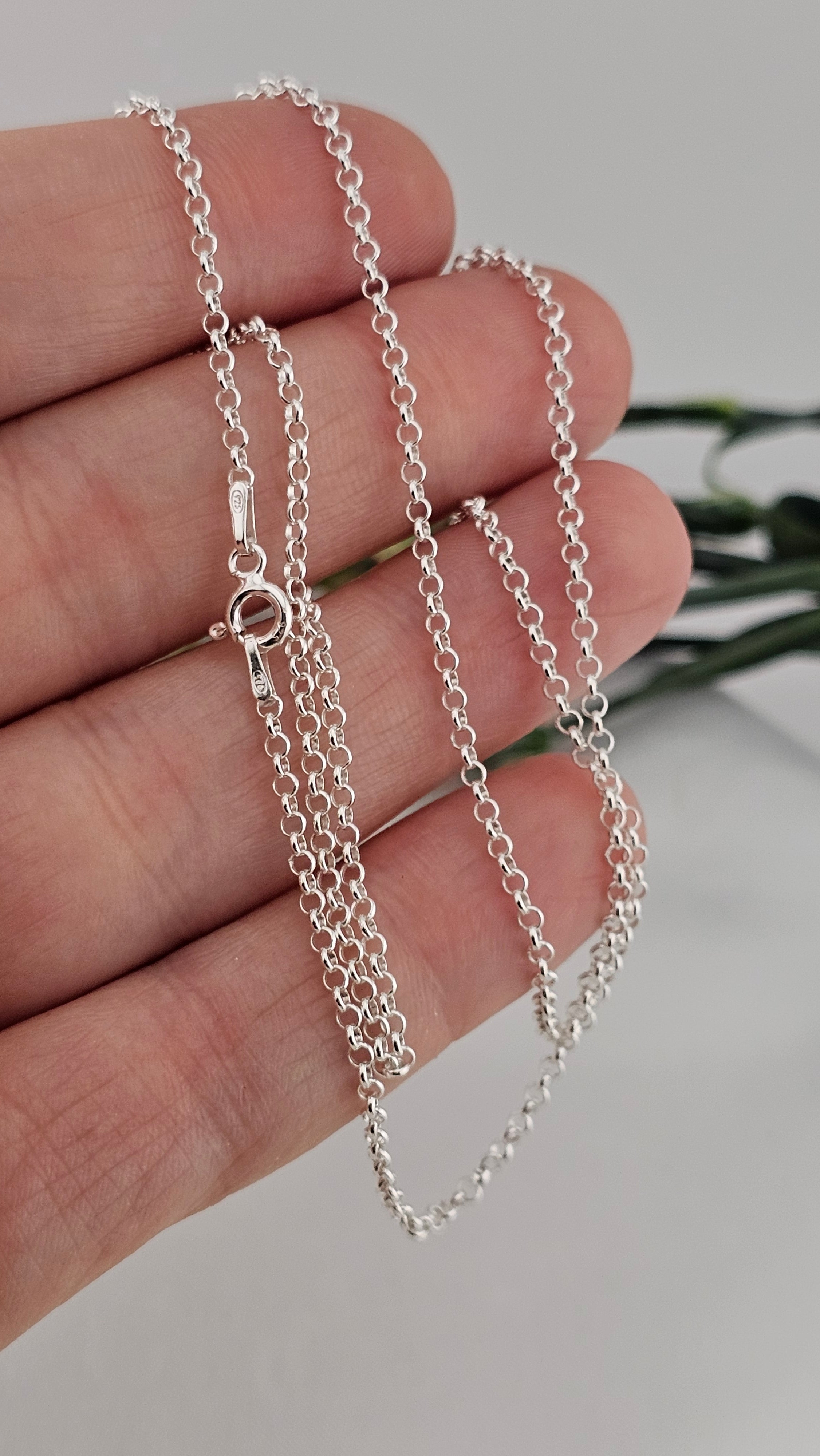 925 Sterling Silver Belcher Chain Necklace 18" ,2.04mm