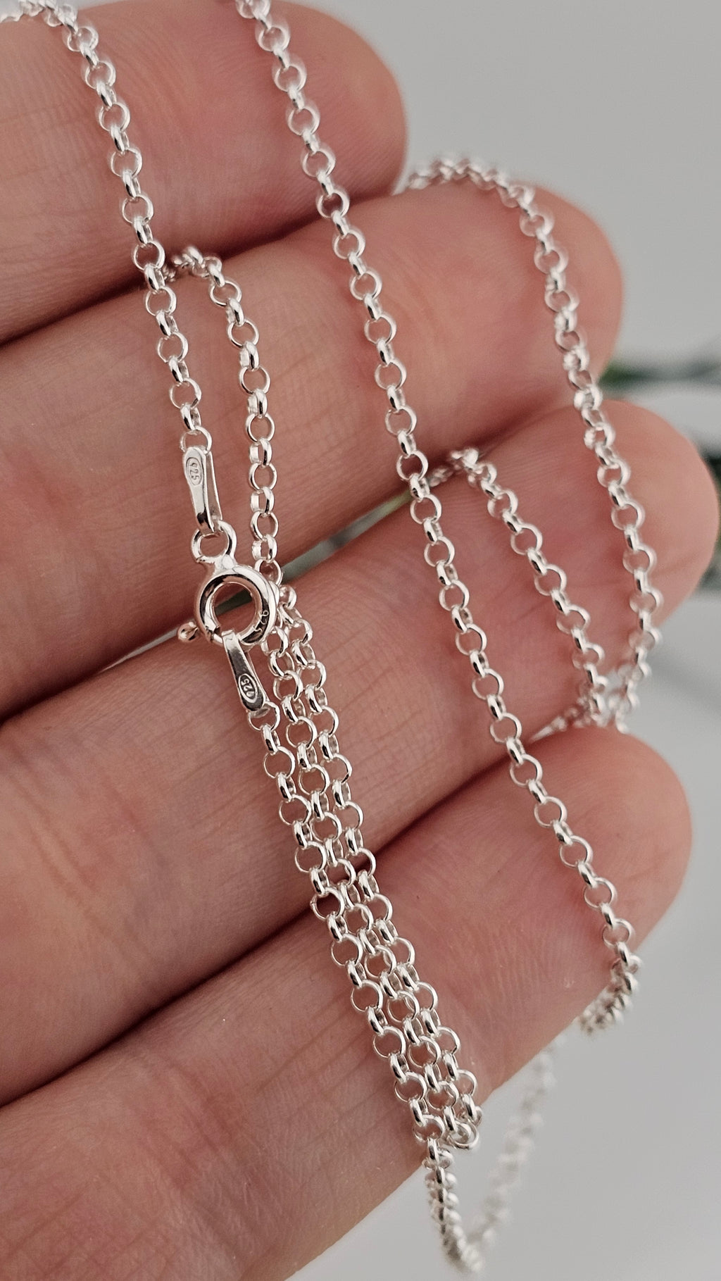 925 Sterling Silver Belcher Chain Necklace 22" ,2.04mm