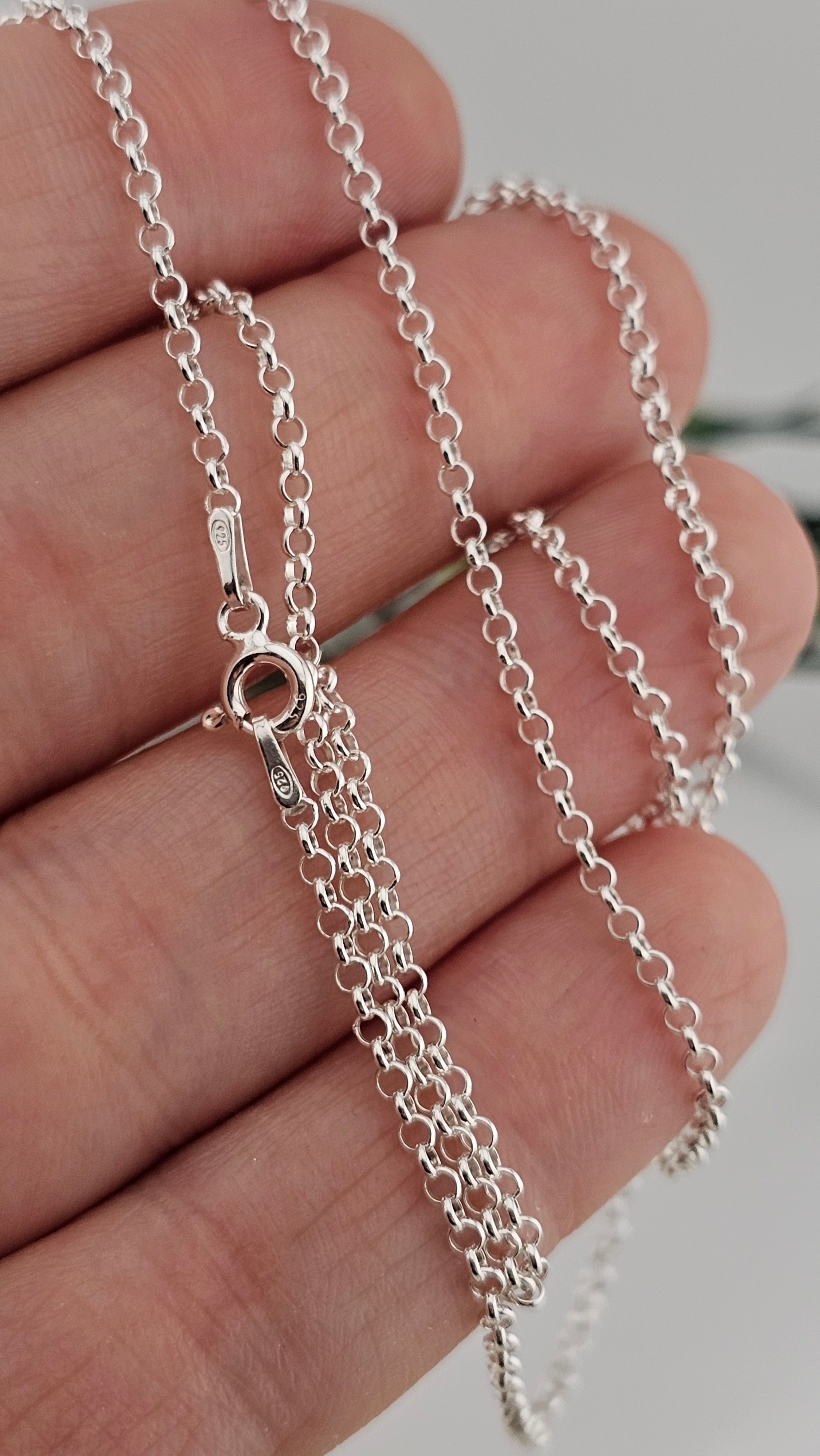 925 Sterling Silver Belcher Chain Necklace 22" ,2.04mm