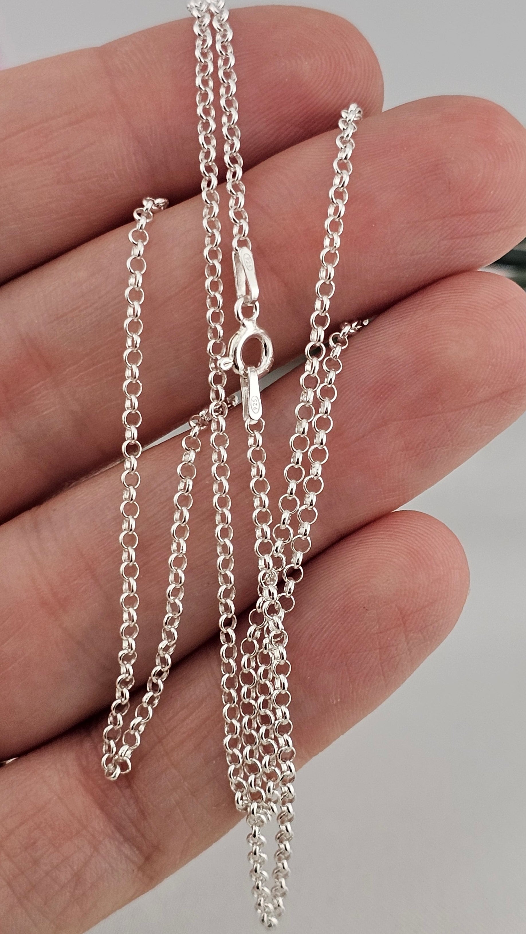 925 Sterling Silver Belcher Chain Necklace 18" ,2.04mm