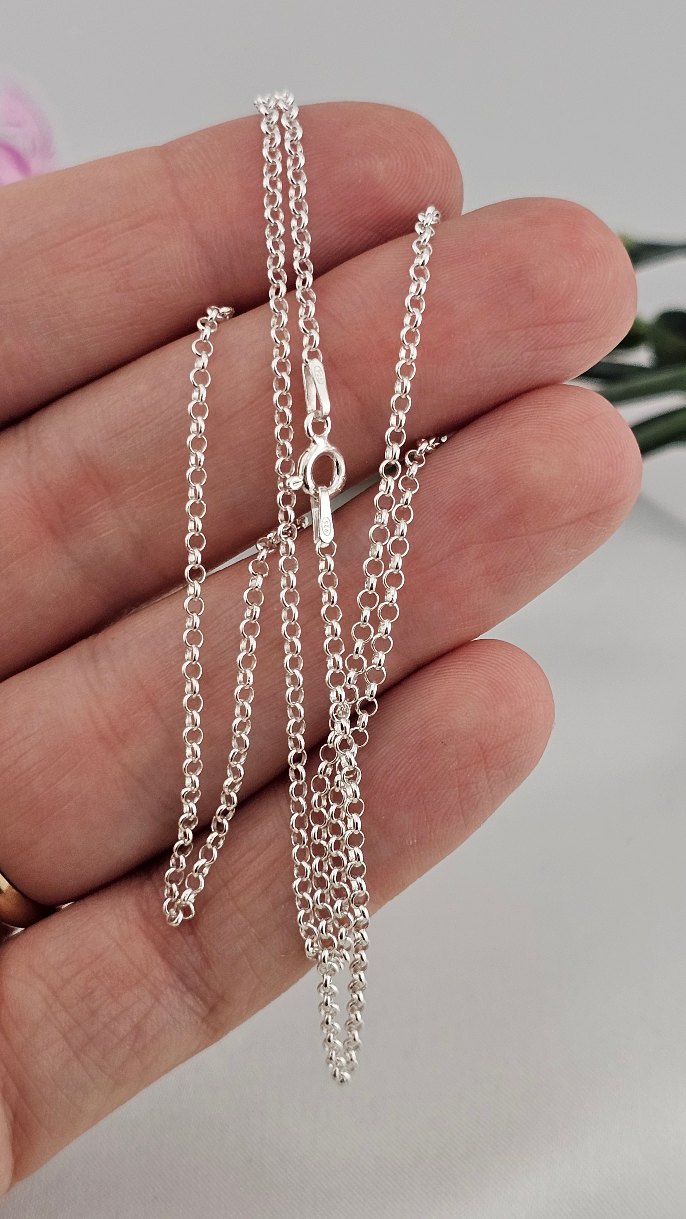 925 Sterling Silver Belcher Chain Necklace 22" ,2.04mm