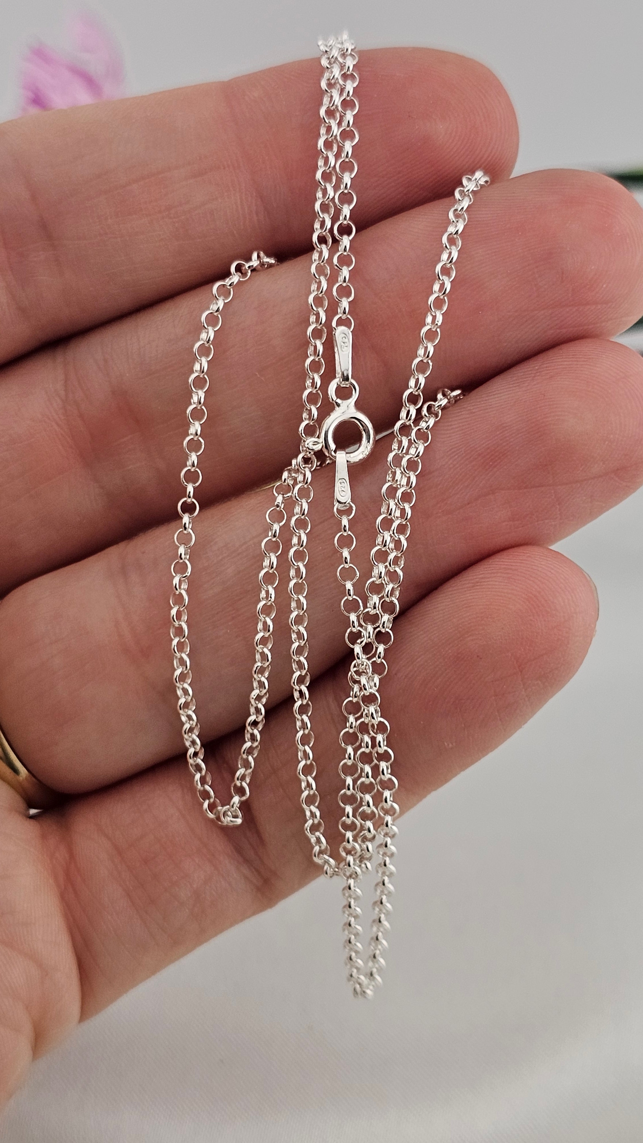 925 Sterling Silver Belcher Chain Necklace 18" ,2.04mm