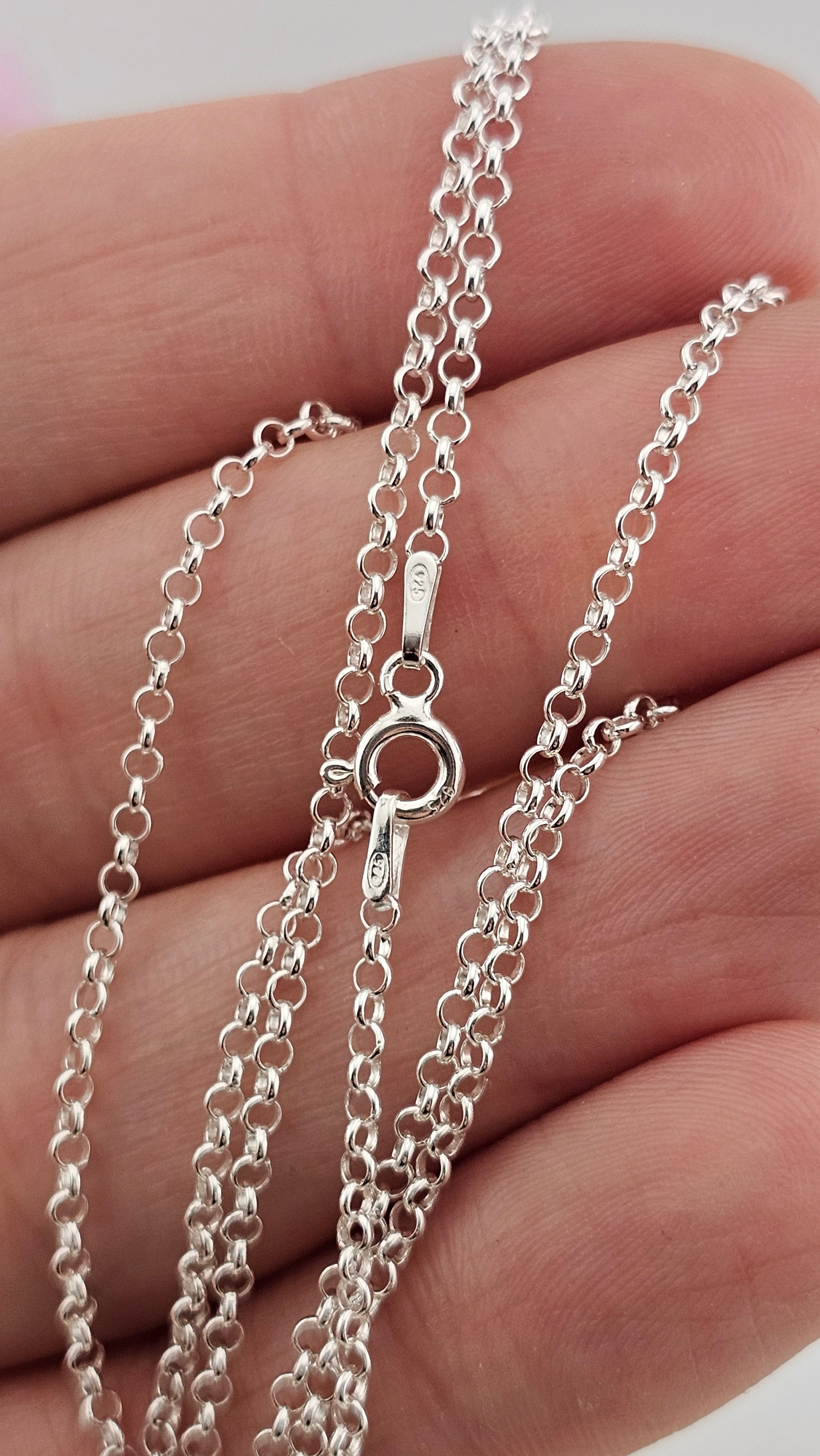 925 Sterling Silver Belcher Chain Necklace 18" ,2.04mm