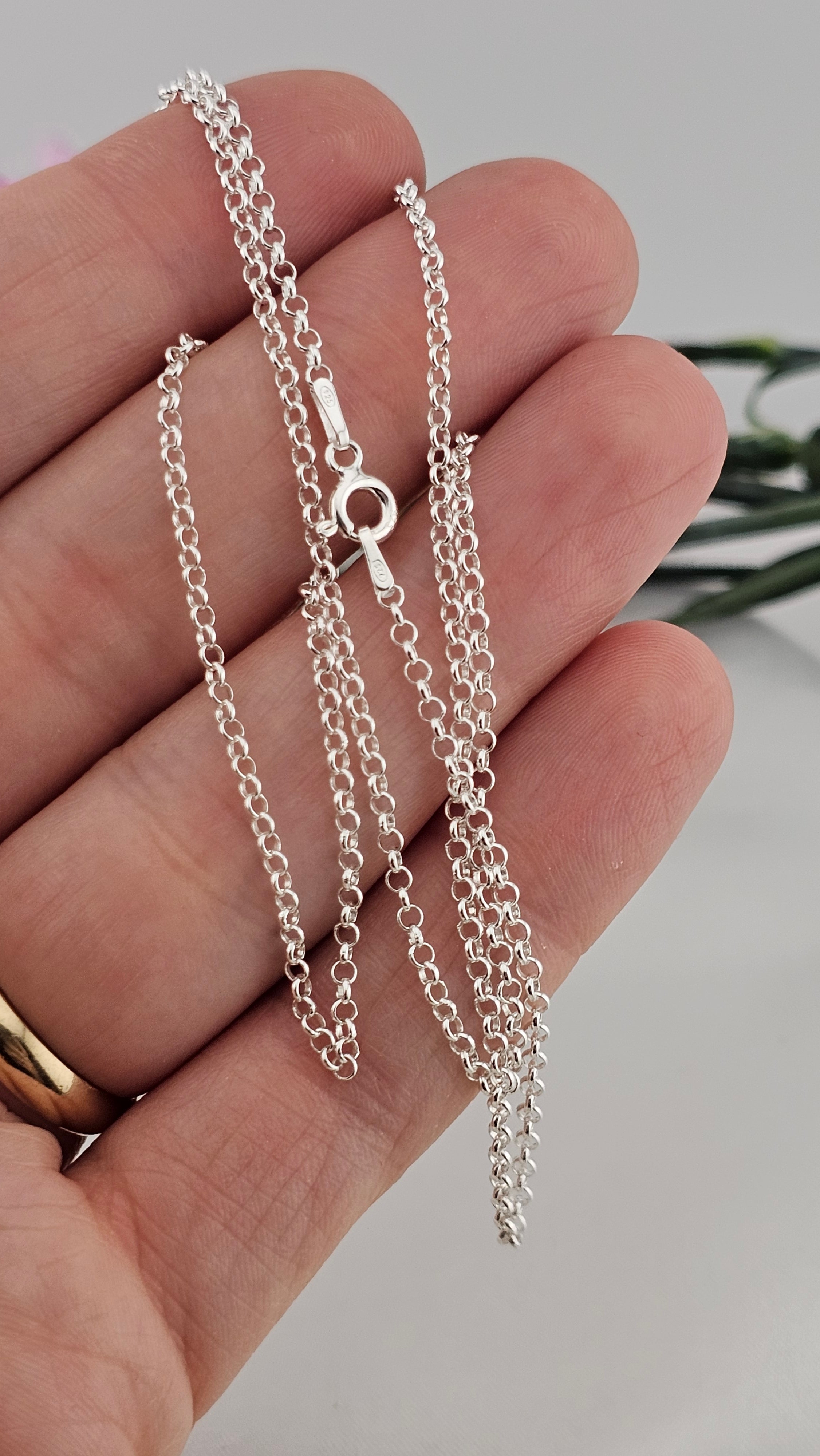 925 Sterling Silver Belcher Chain Necklace 22" ,2.04mm