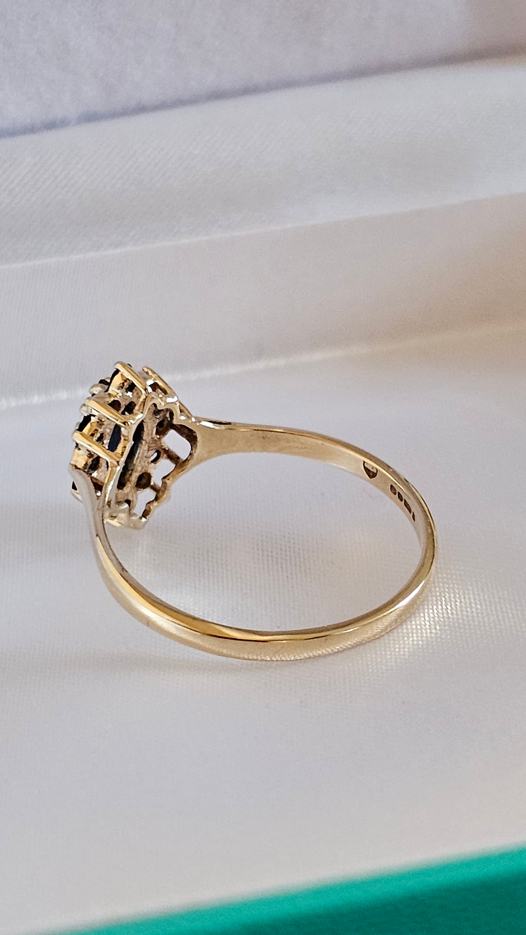9ct Yellow Gold Natural Sapphire and Diamond Ring , size T 1/2