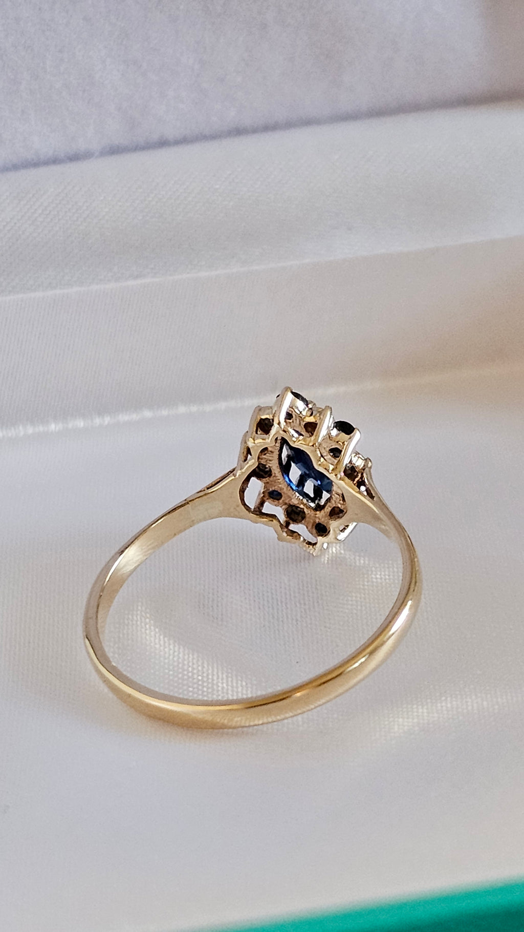 9ct Yellow Gold Natural Sapphire and Diamond Ring , size T 1/2