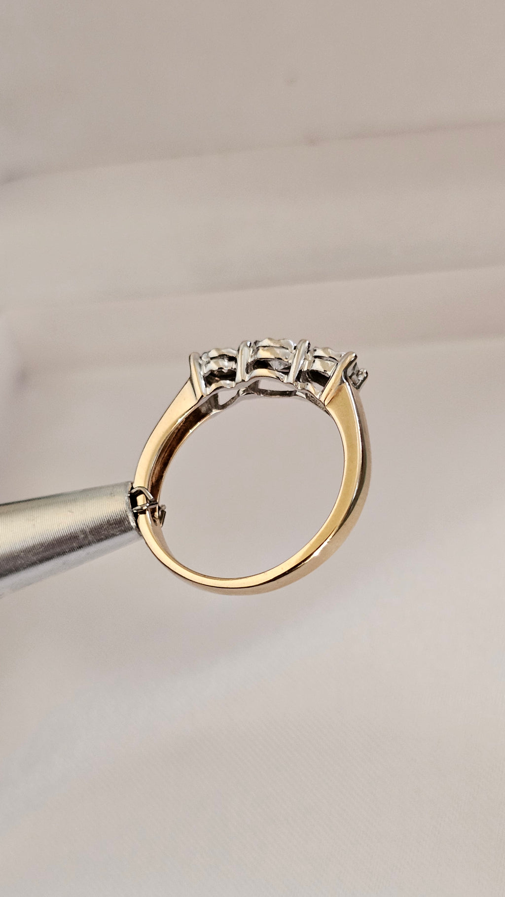 9ct Yellow Gold 0.25ct Natural Diamond Trilogy Ring , size N 1/2