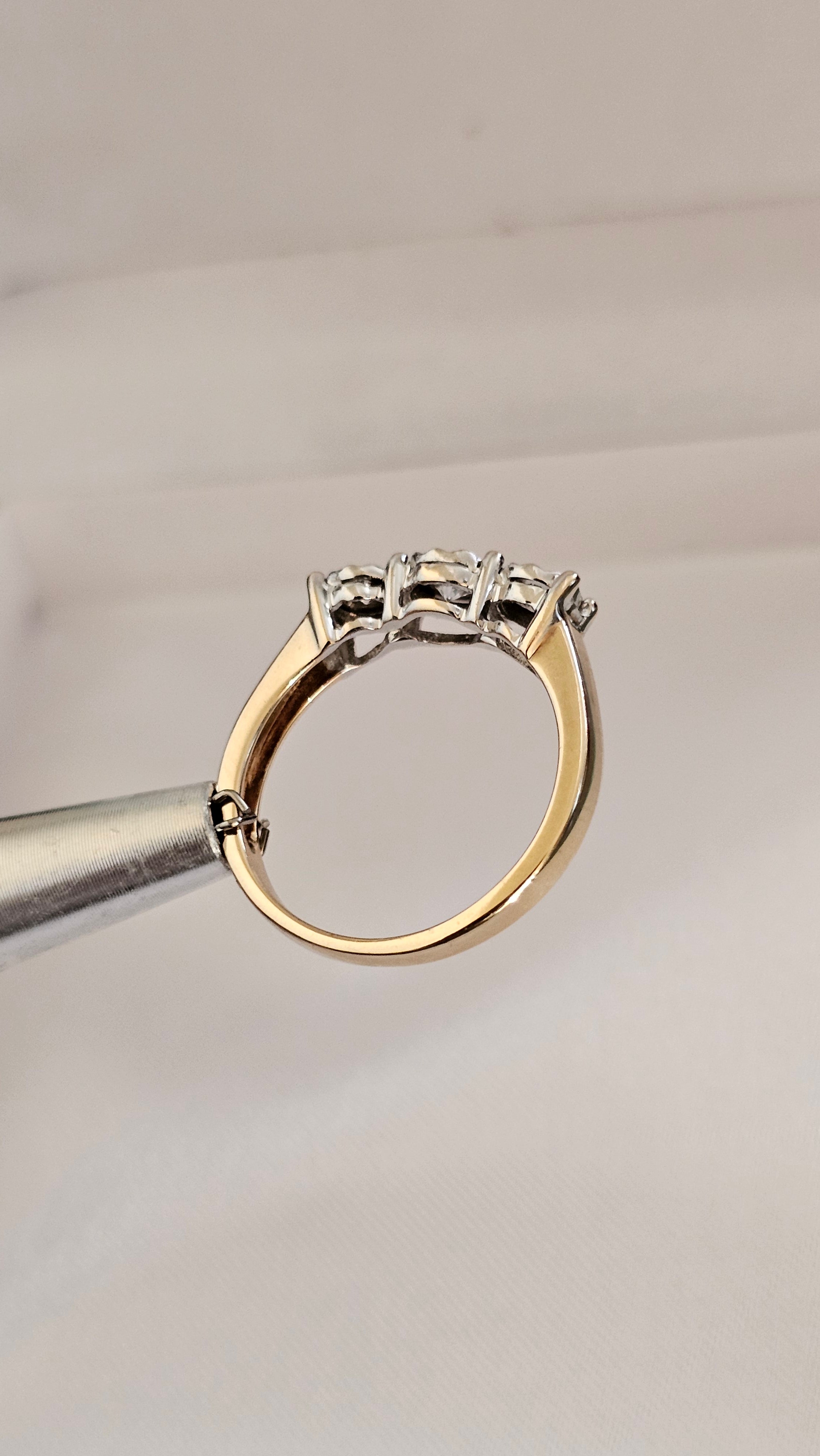 9ct Yellow Gold 0.25ct Natural Diamond Trilogy Ring , size N 1/2