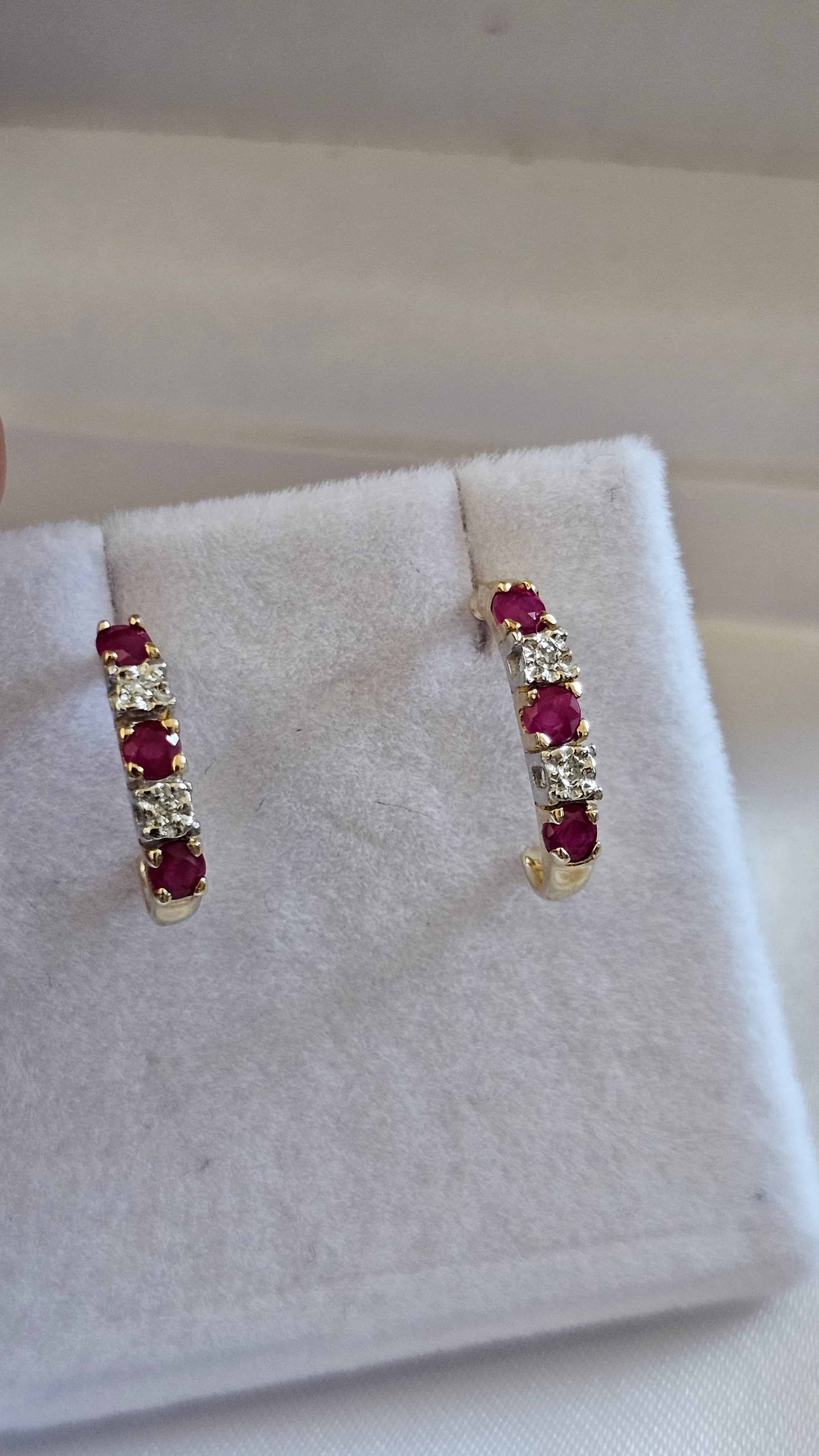 9ct Yellow Gold Natural Ruby and Diamond set Stud Earrings