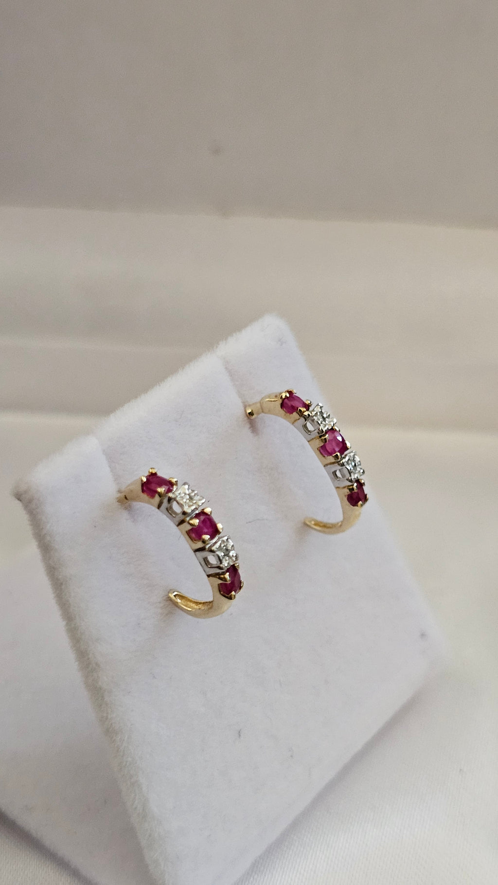 9ct Yellow Gold Natural Ruby and Diamond set Stud Earrings