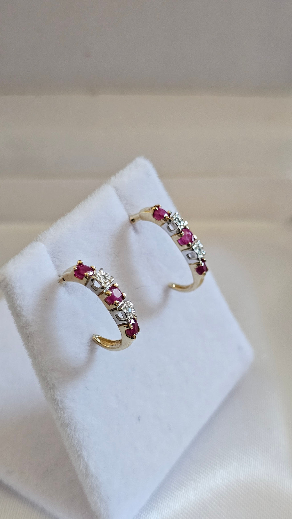 9ct Yellow Gold Natural Ruby and Diamond set Stud Earrings