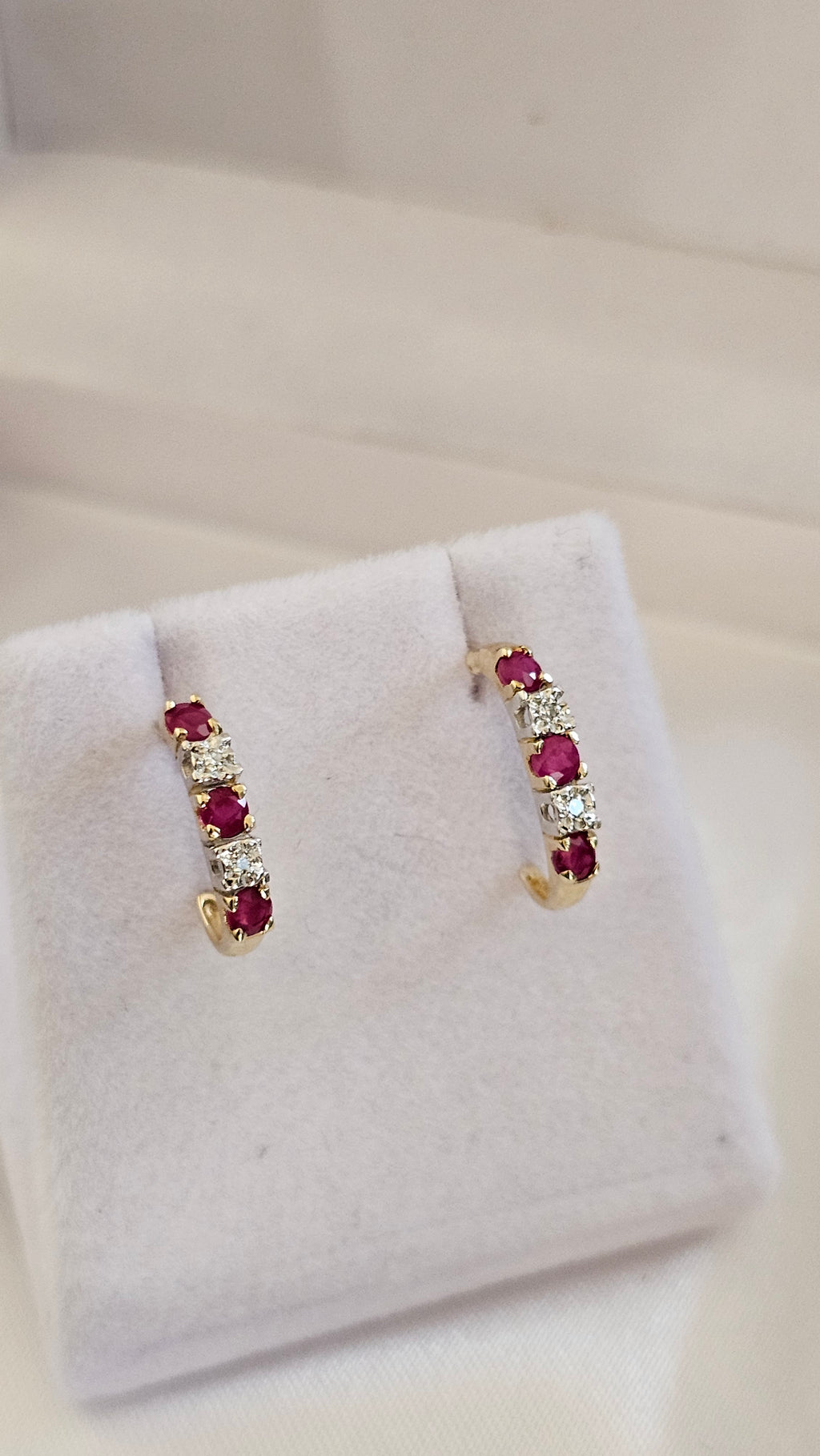 9ct Yellow Gold Natural Ruby and Diamond set Stud Earrings