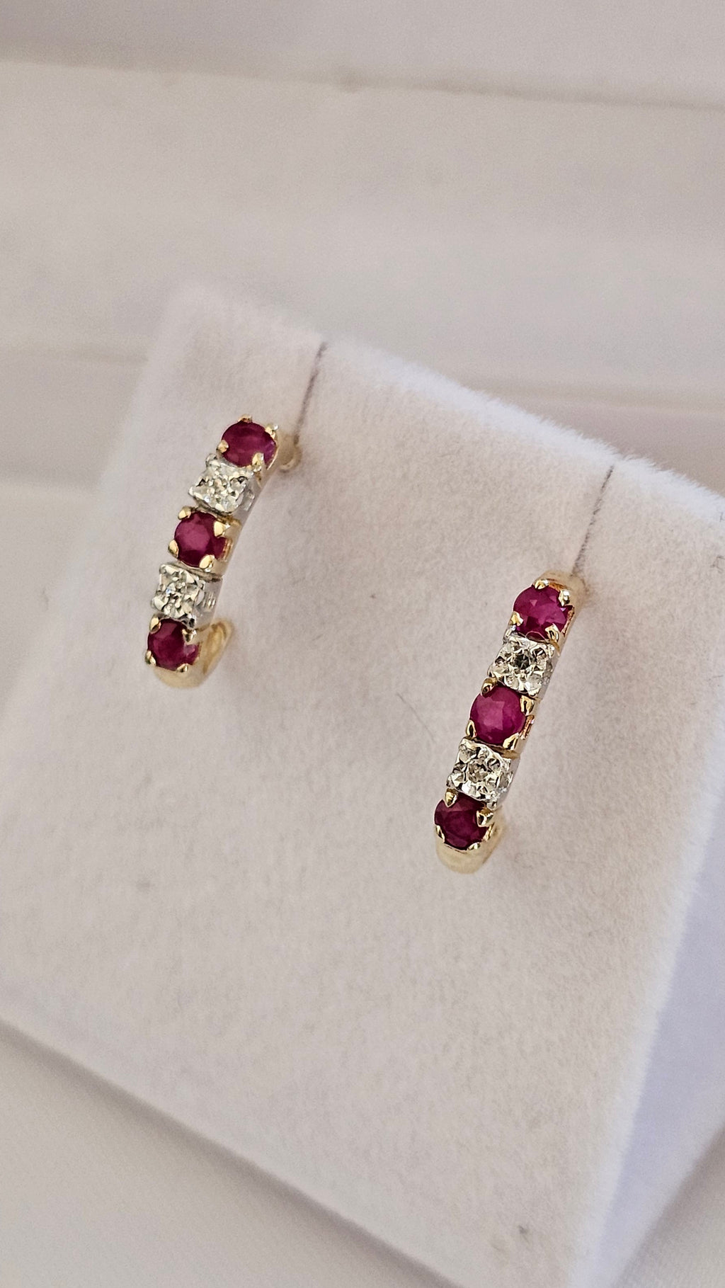9ct Yellow Gold Natural Ruby and Diamond set Stud Earrings