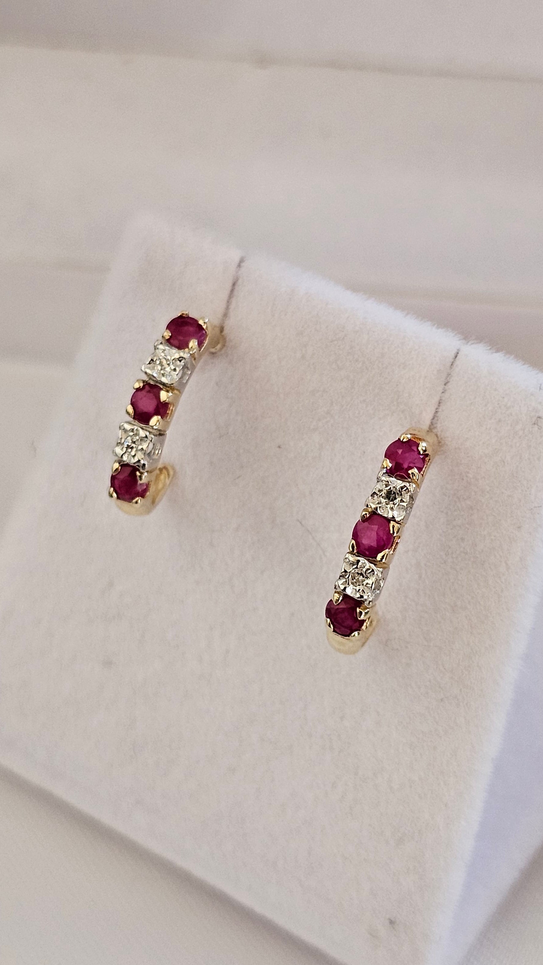 9ct Yellow Gold Natural Ruby and Diamond set Stud Earrings