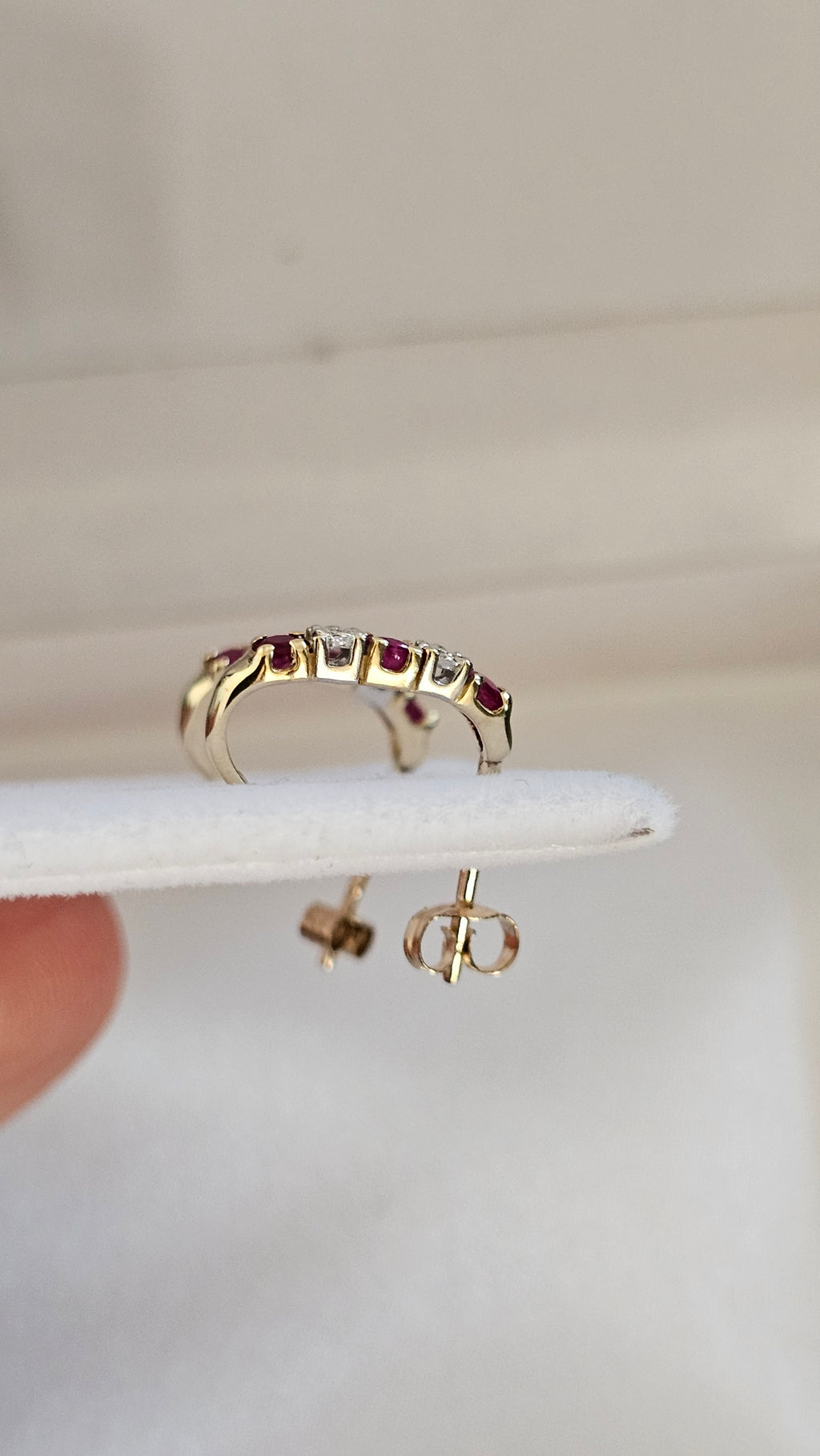 9ct Yellow Gold Natural Ruby and Diamond set Stud Earrings