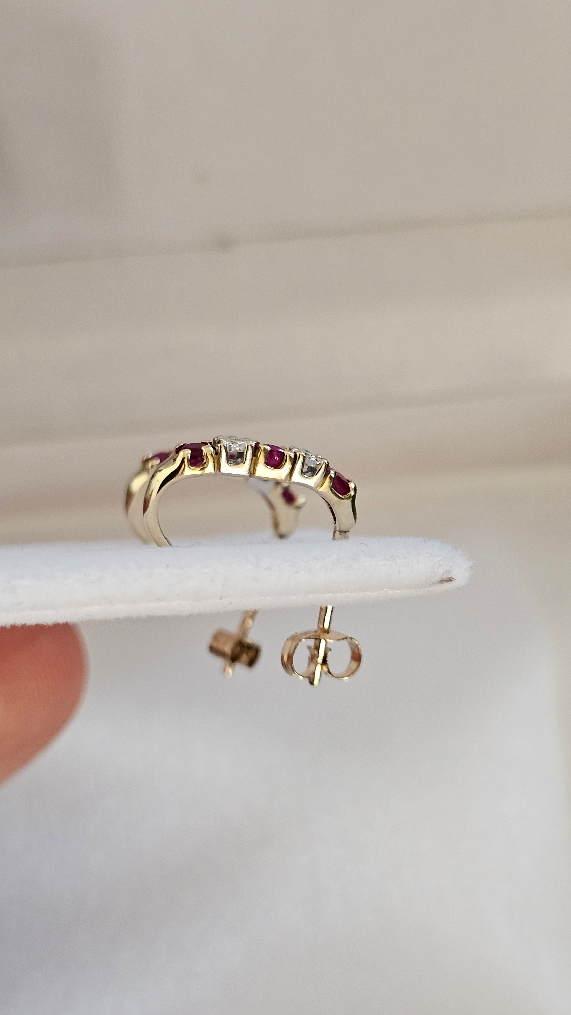 9ct Yellow Gold Natural Ruby and Diamond set Stud Earrings