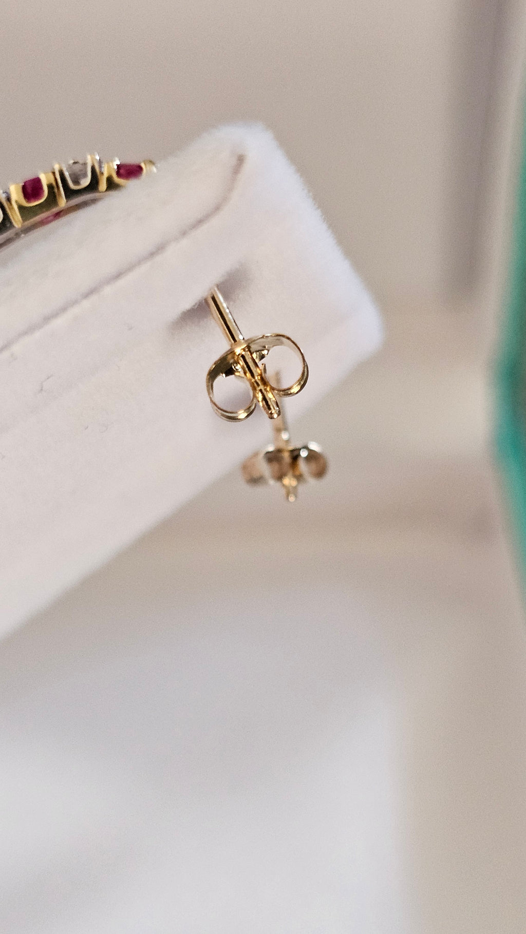 9ct Yellow Gold Natural Ruby and Diamond set Stud Earrings