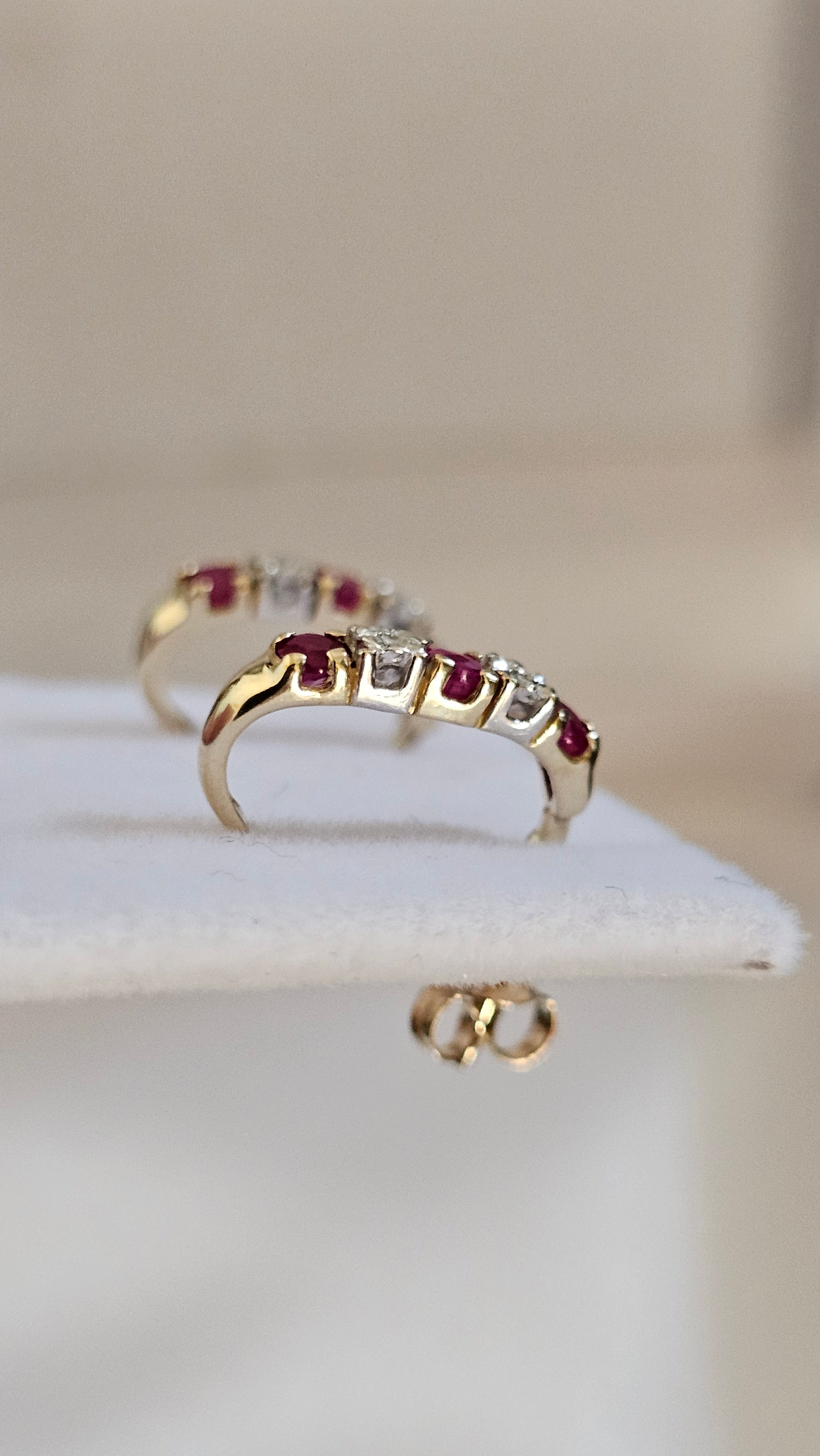 9ct Yellow Gold Natural Ruby and Diamond set Stud Earrings