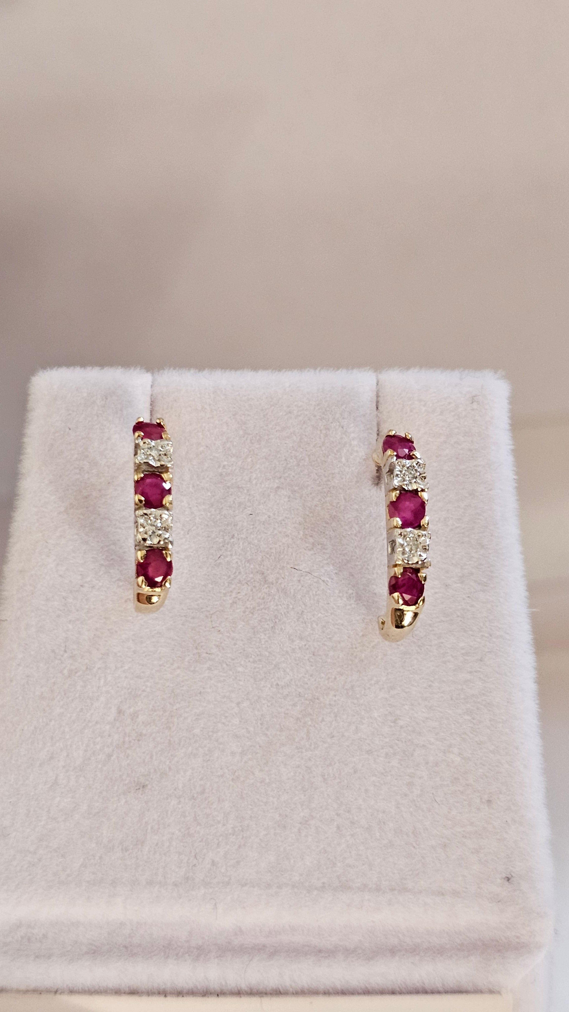 9ct Yellow Gold Natural Ruby and Diamond set Stud Earrings