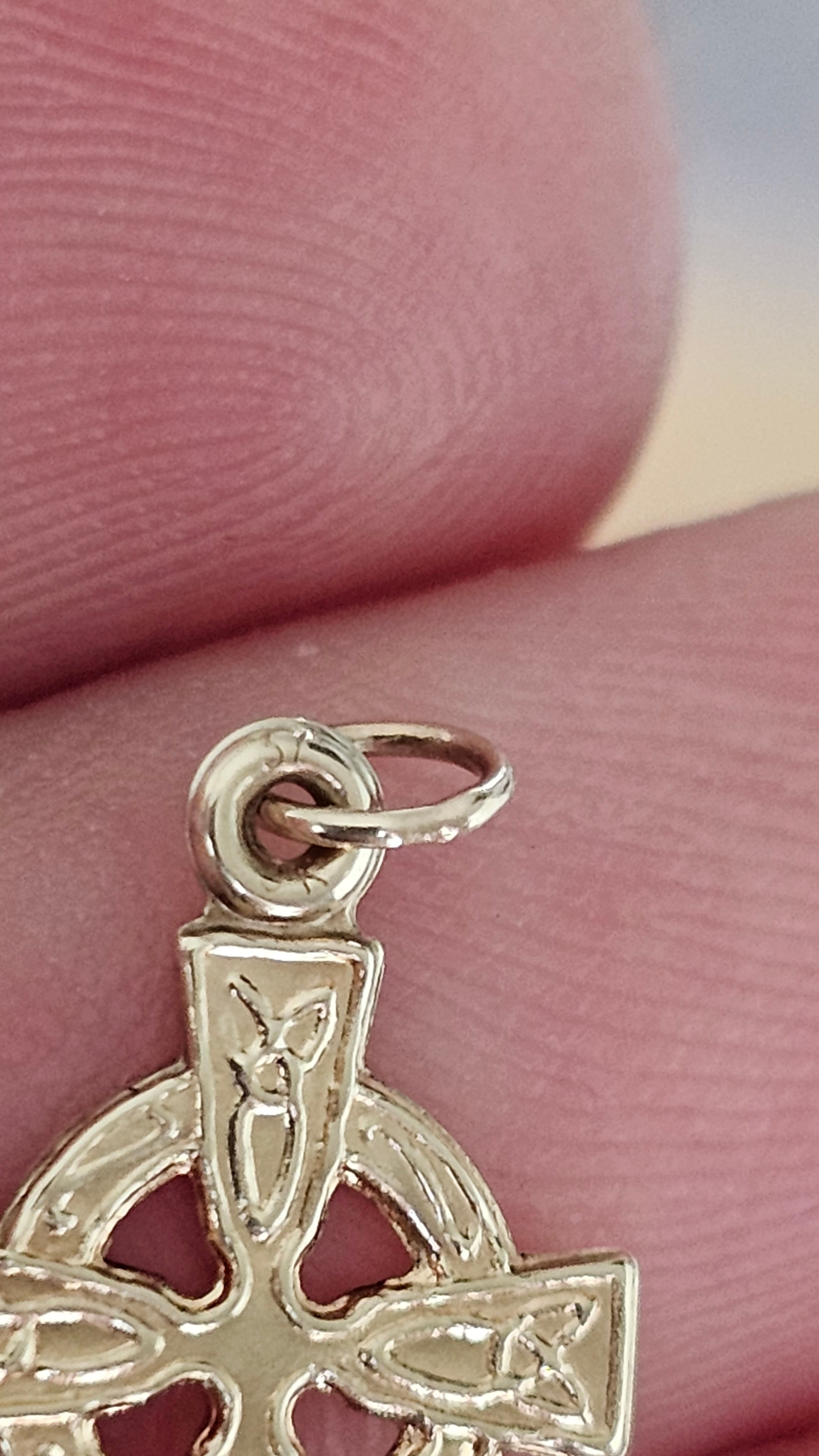 9ct Yellow gold Dainty embossed Celtic cross pendant