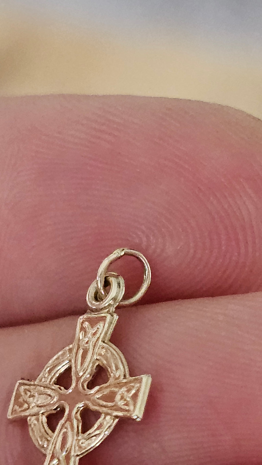 9ct Yellow gold Dainty embossed Celtic cross pendant